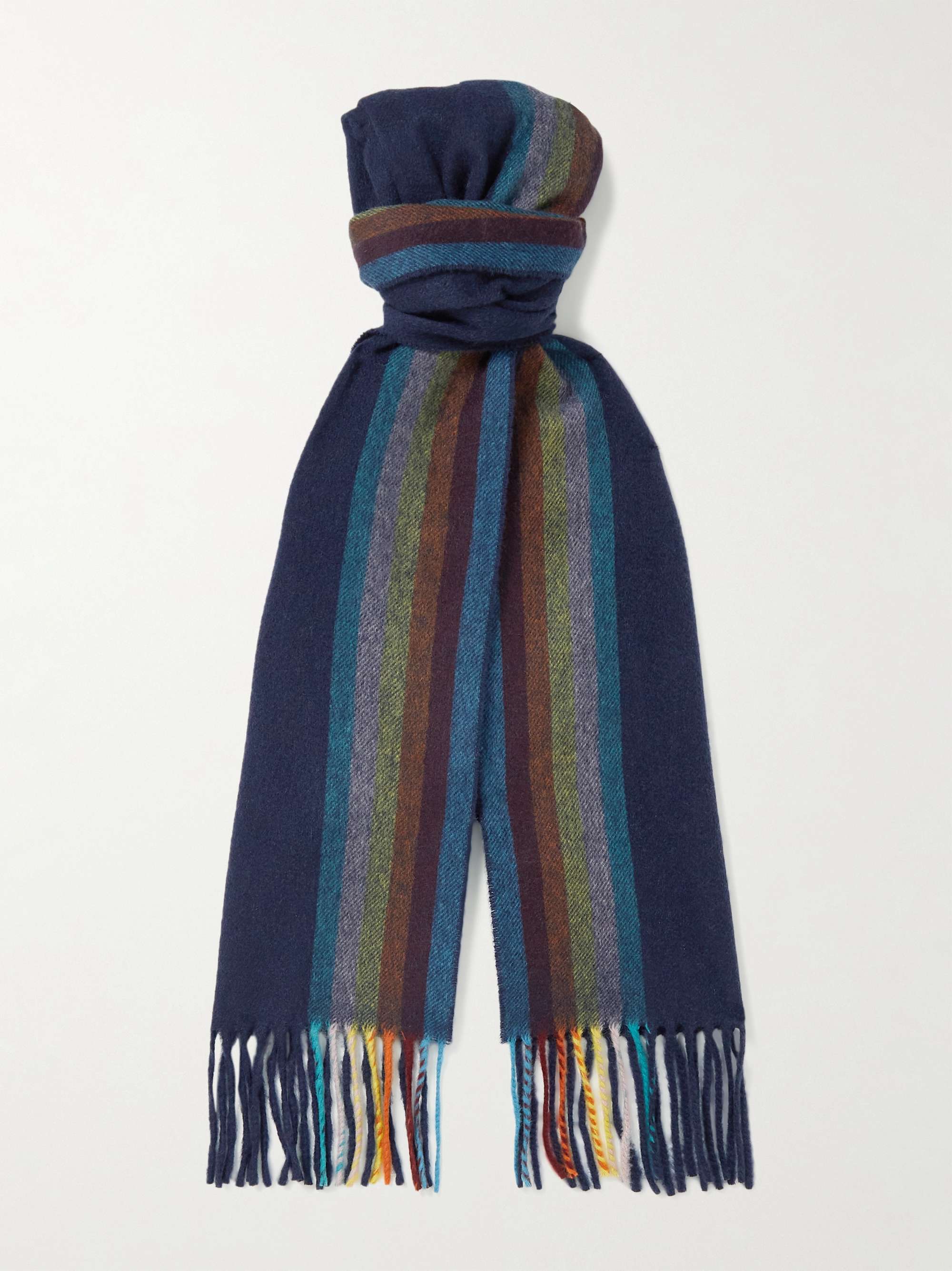 PAUL SMITH Fringed Striped Cashmere Scarf
