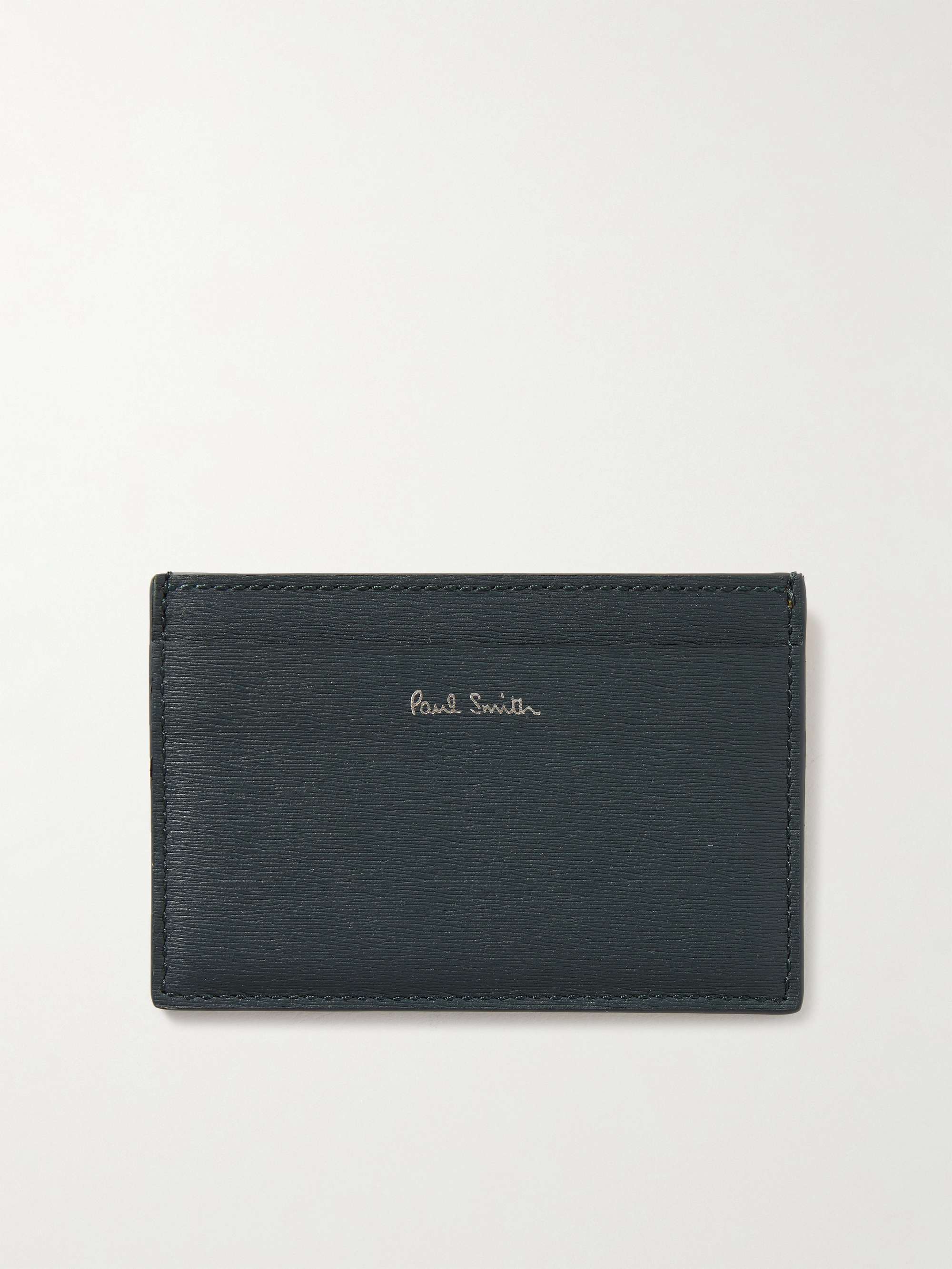 PAUL SMITH Logo-Print Colour-Block Textured-Leather Cardholder