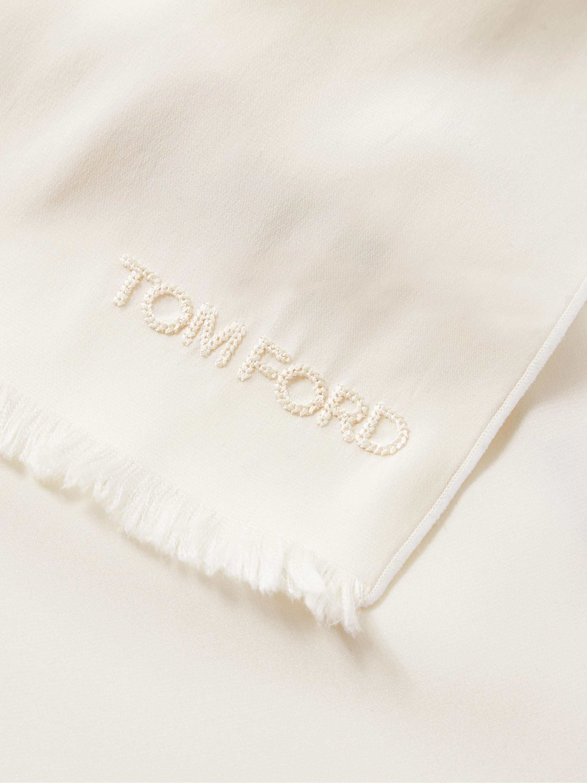 TOM FORD Fringed Logo-Embroidered Silk Scarf