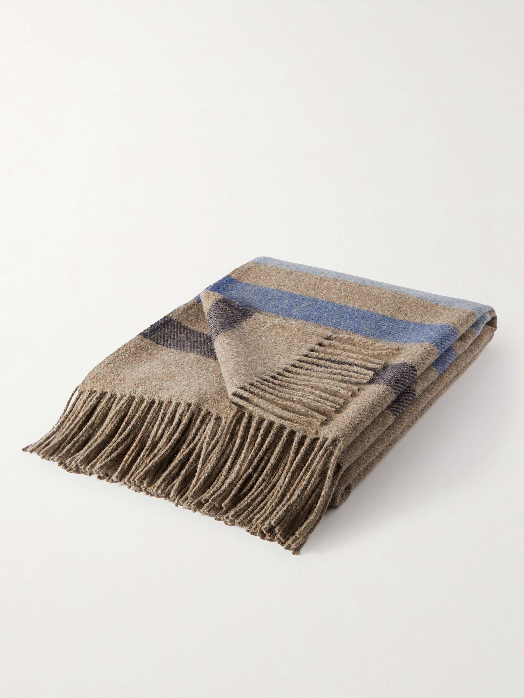 Blue Suede-Trimmed Brushed-Cashmere Throw | LORO PIANA | MR PORTER
