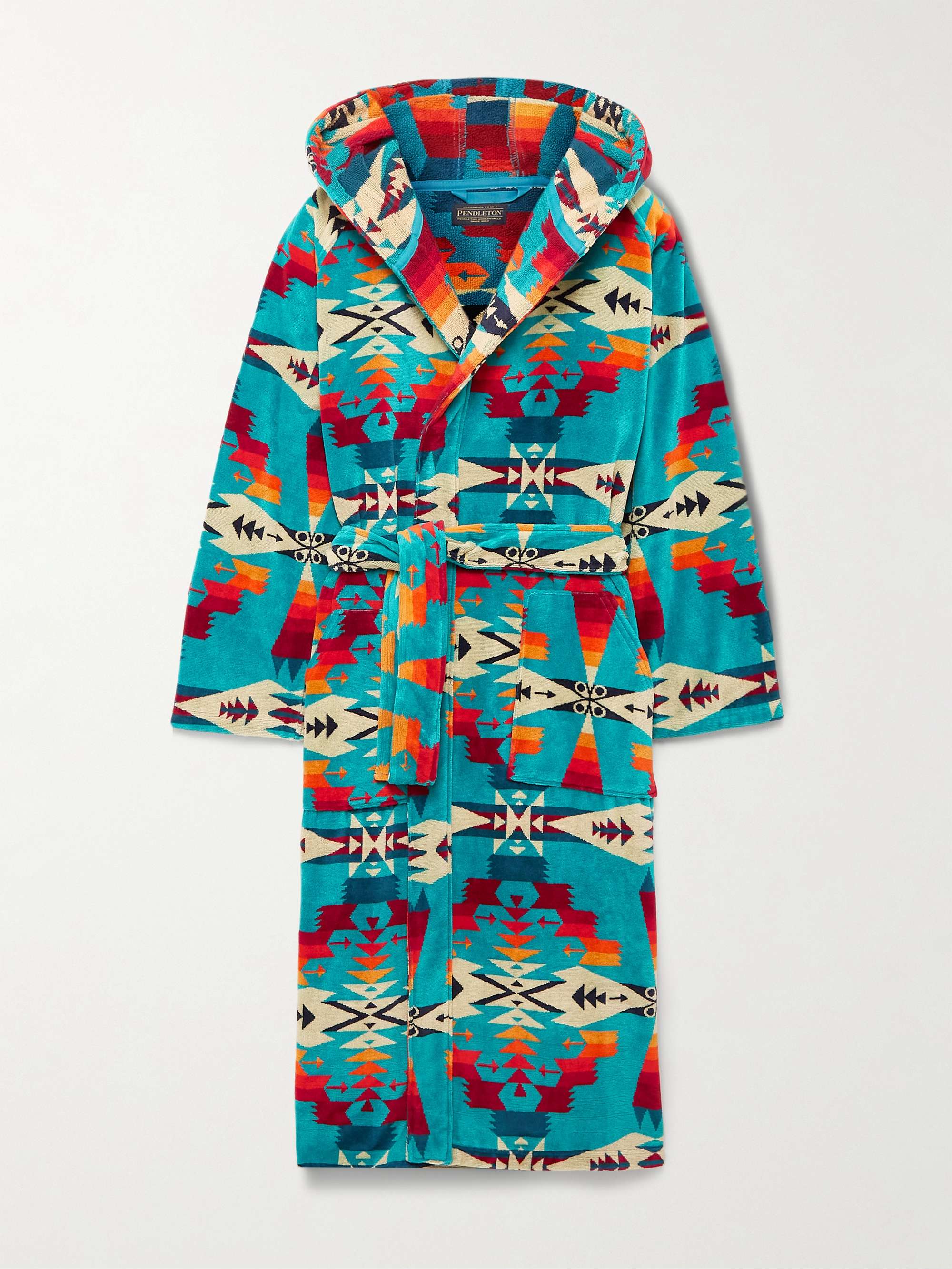 PENDLETON Cotton-Terry Jacquard Hooded Robe