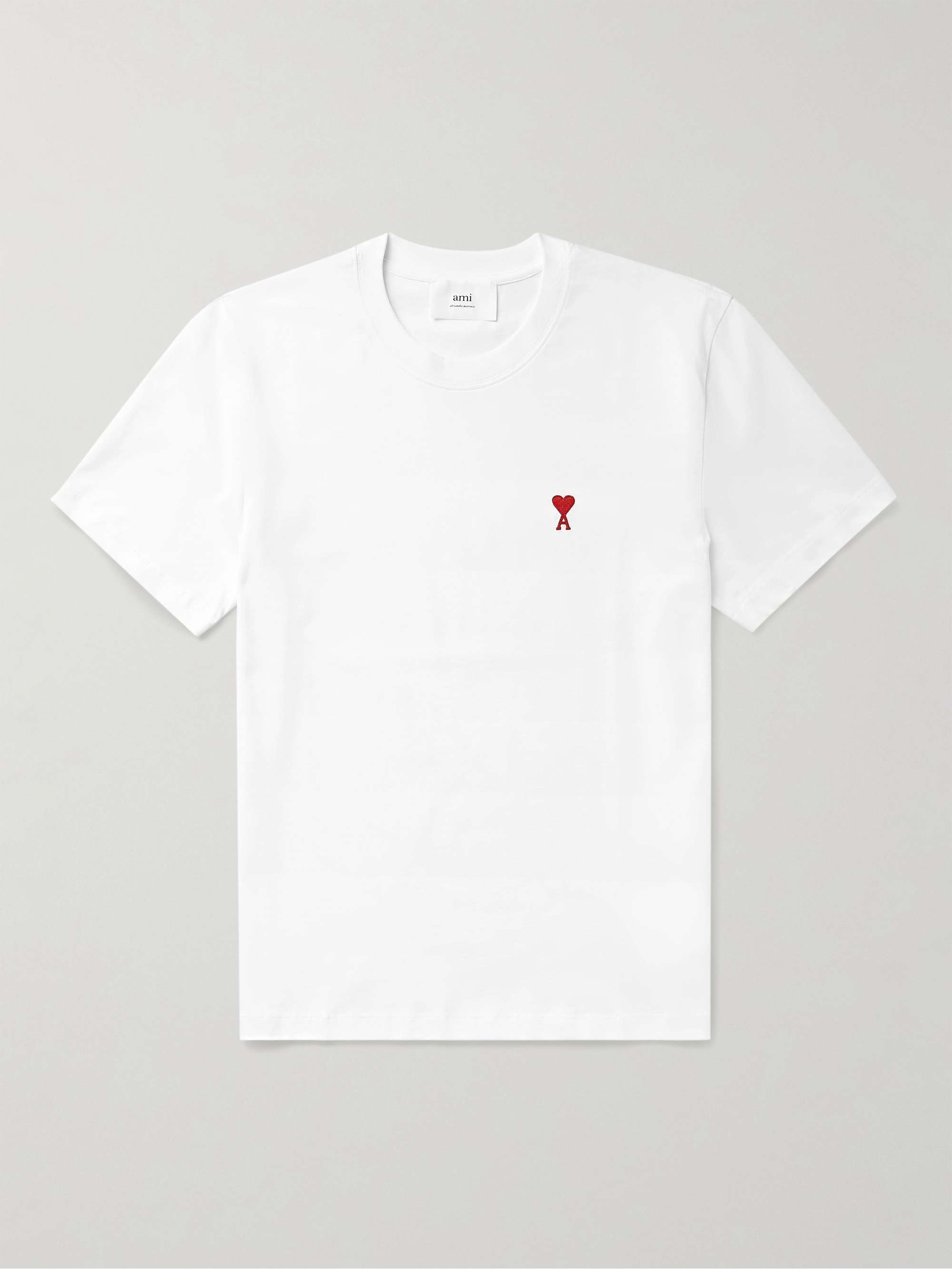 AMI PARIS Logo-Embroidered Cotton-Jersey T-Shirt