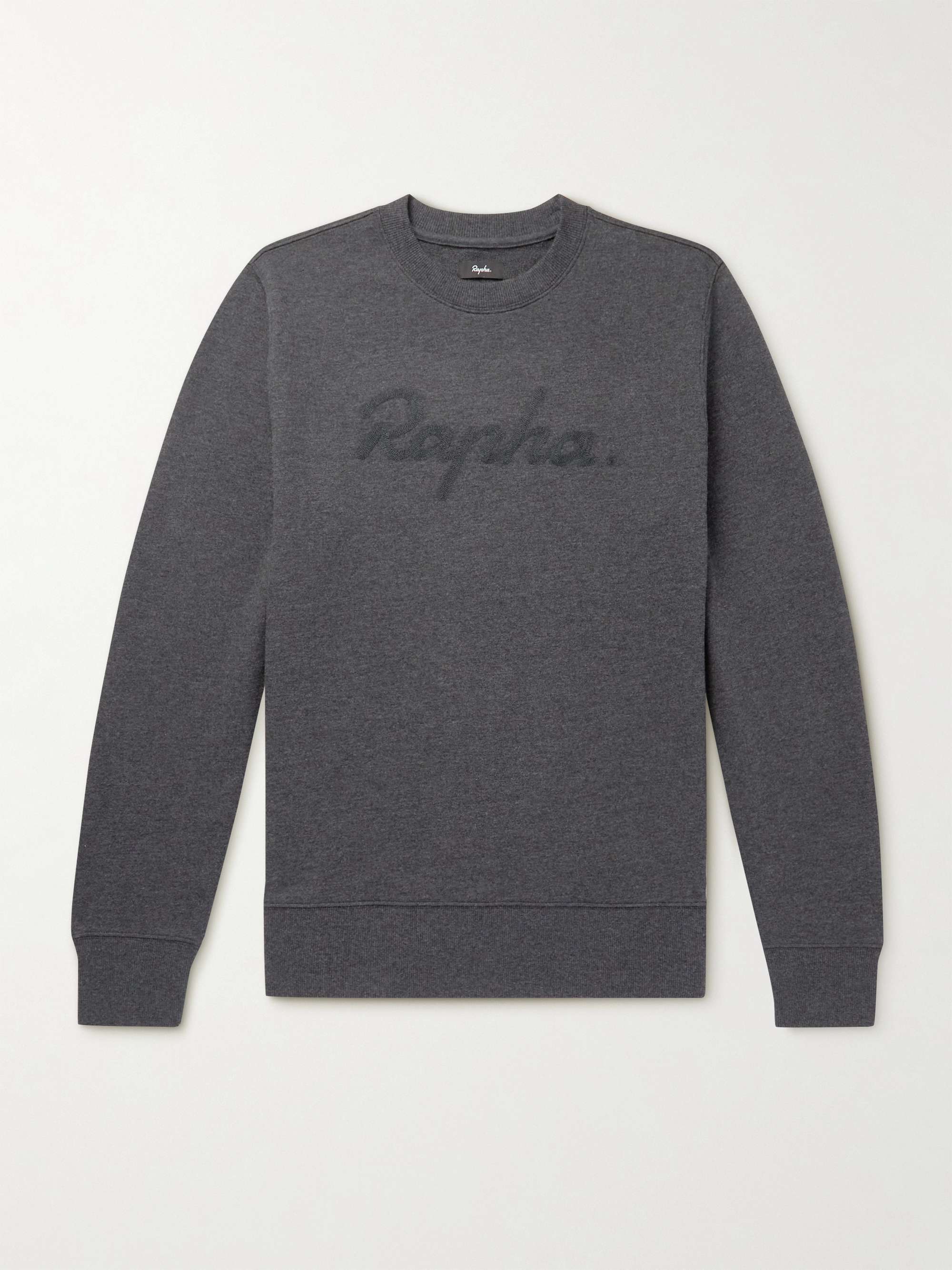 라파 사이클링 의류 RAPHA Logo-Embroidered Cotton-Jersey Sweatshirt,Gray