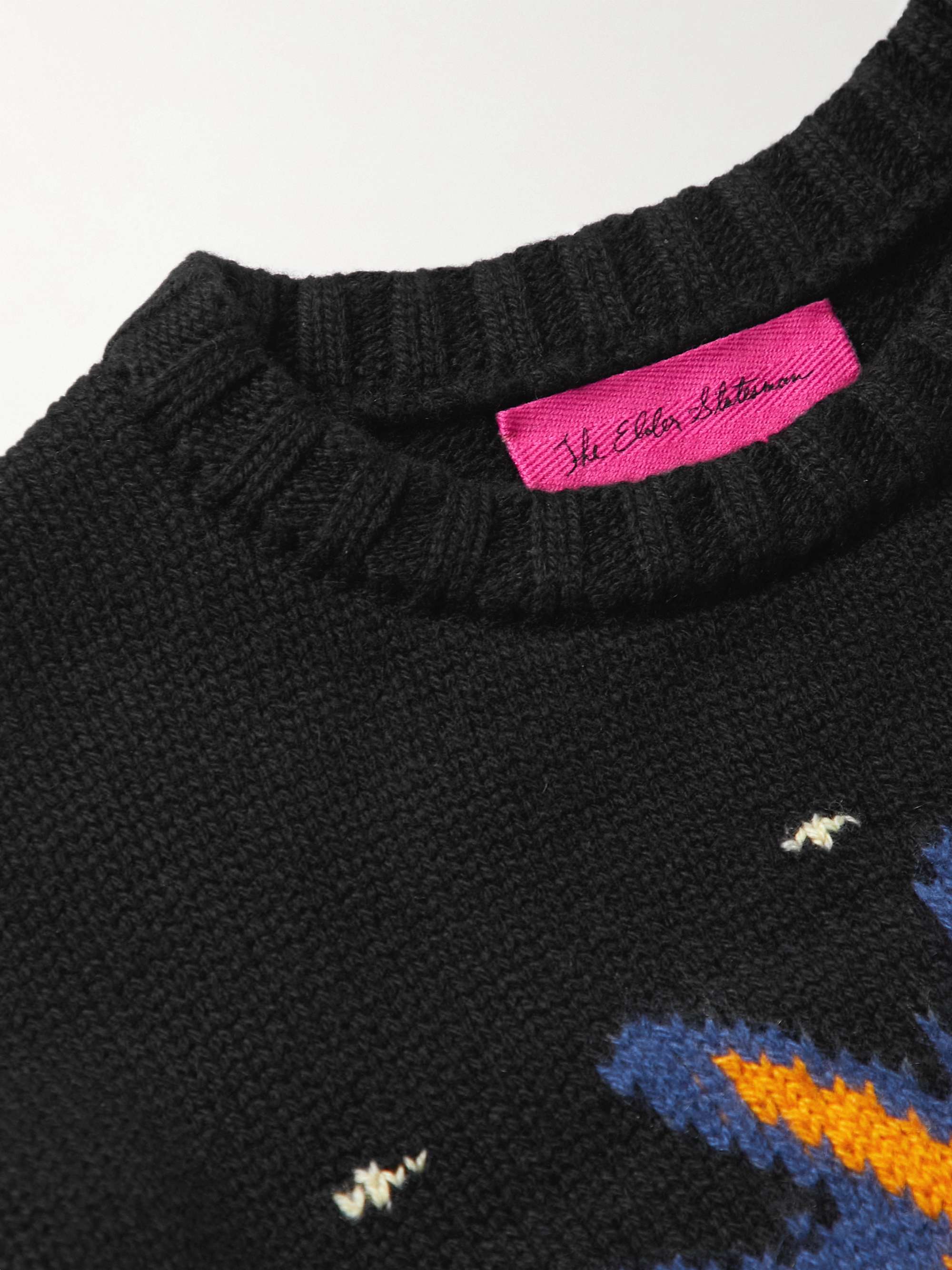 THE ELDER STATESMAN + LAND Gallery World is Safe Intarsia Cashmere Sweater