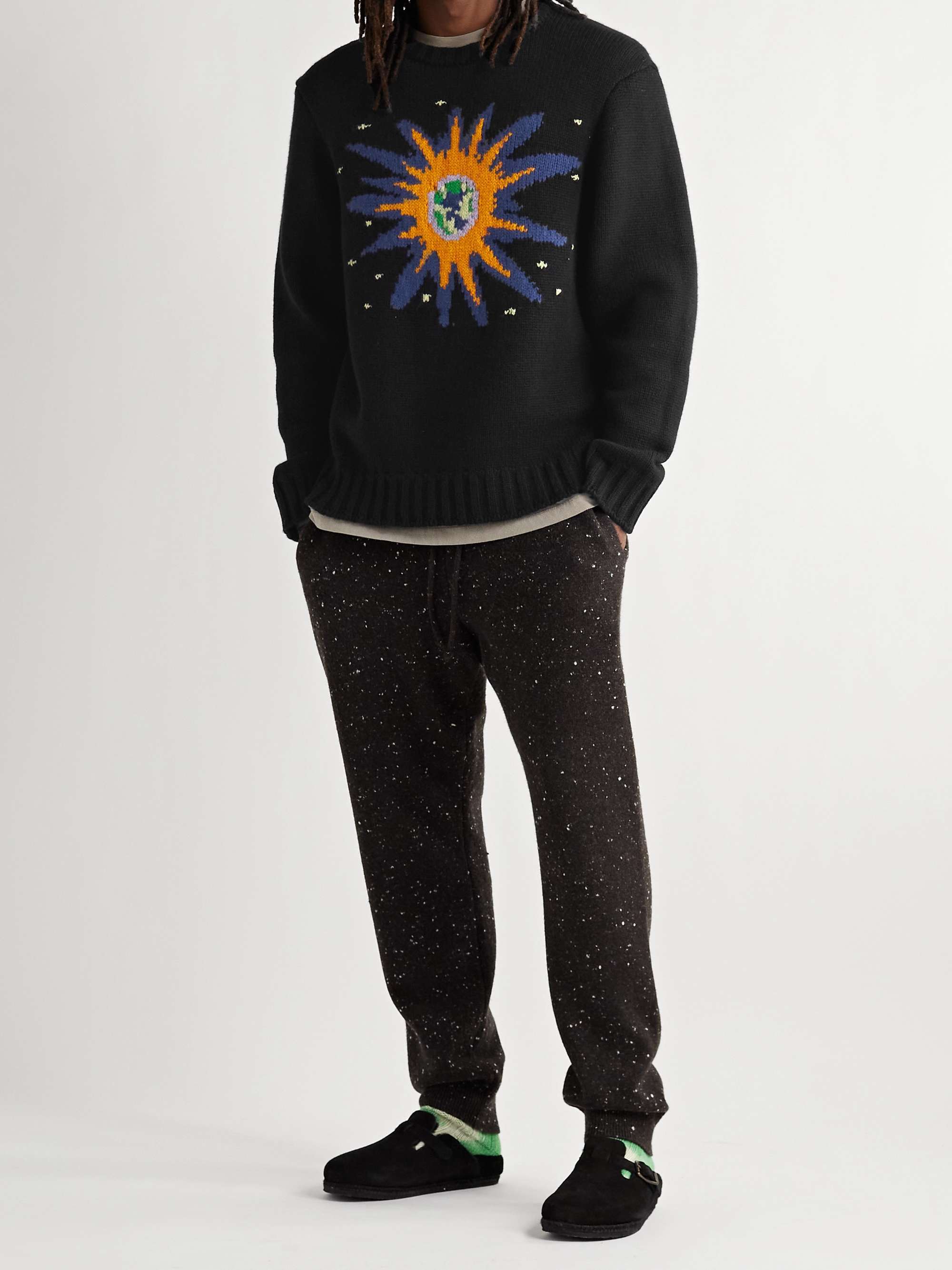 THE ELDER STATESMAN + LAND Gallery World is Safe Intarsia Cashmere Sweater
