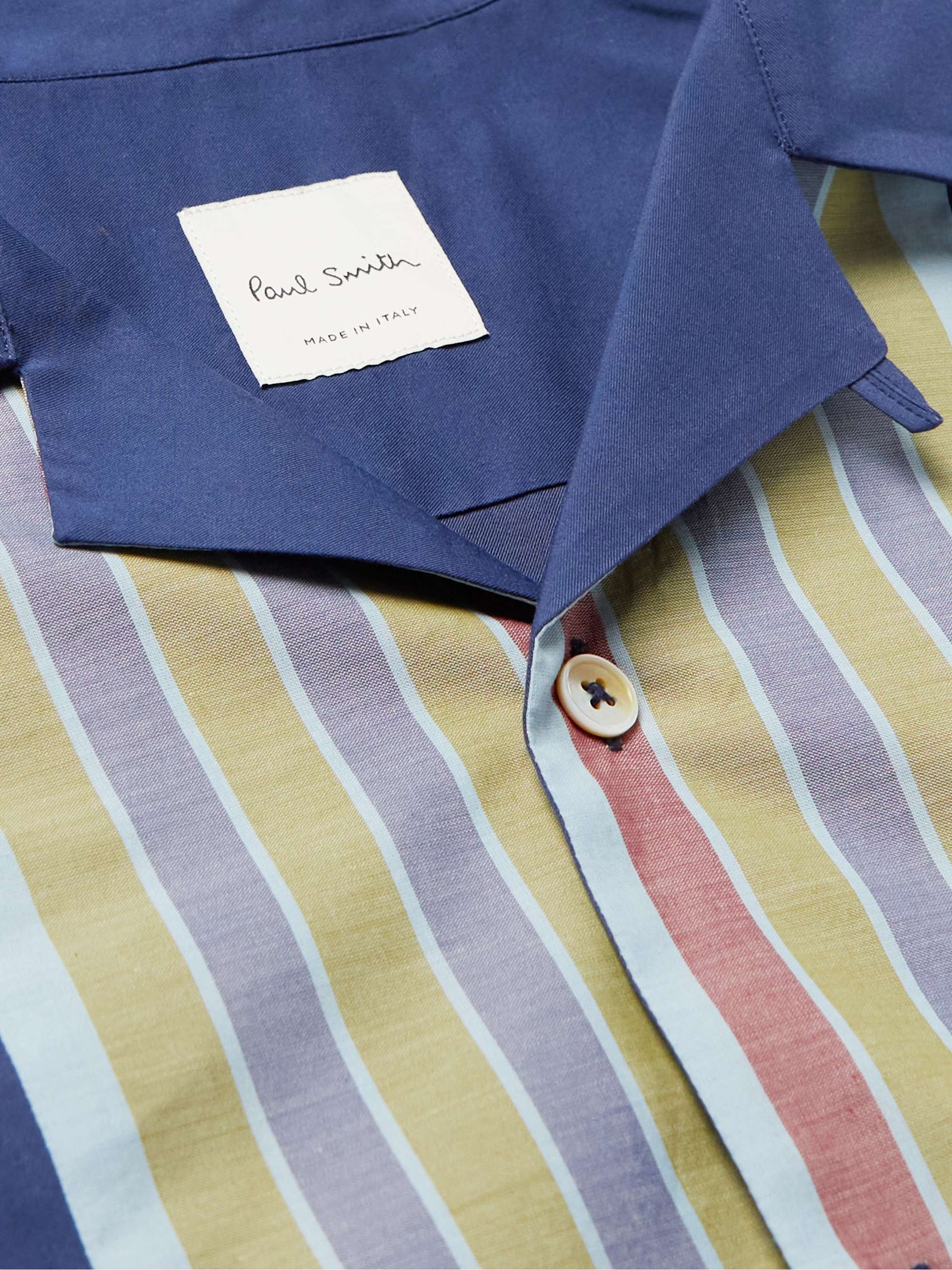 PAUL SMITH Convertible-Collar Striped Modal-Blend Shirt