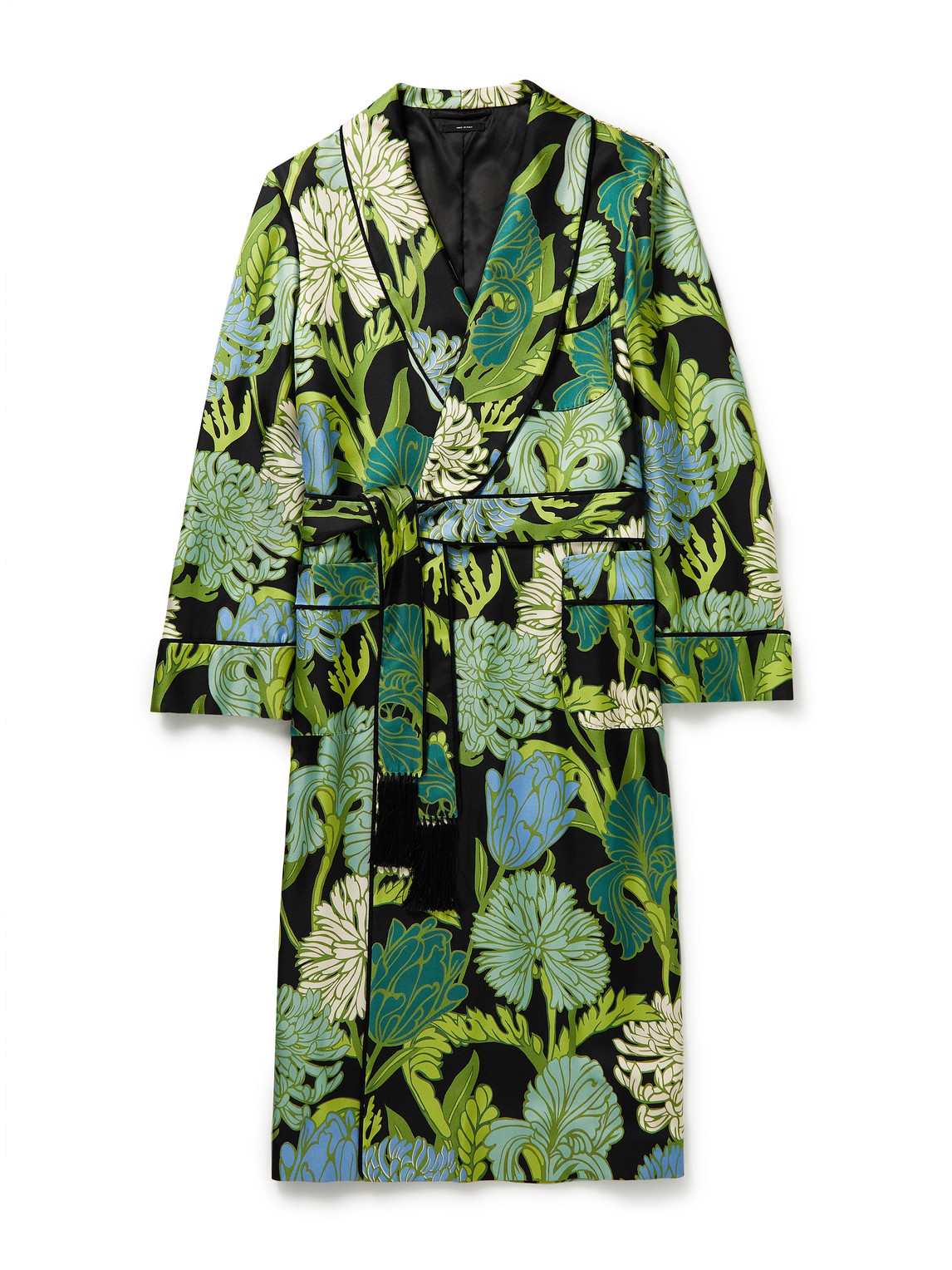 Tom Ford Floral-print Silk-twill Robe In Green