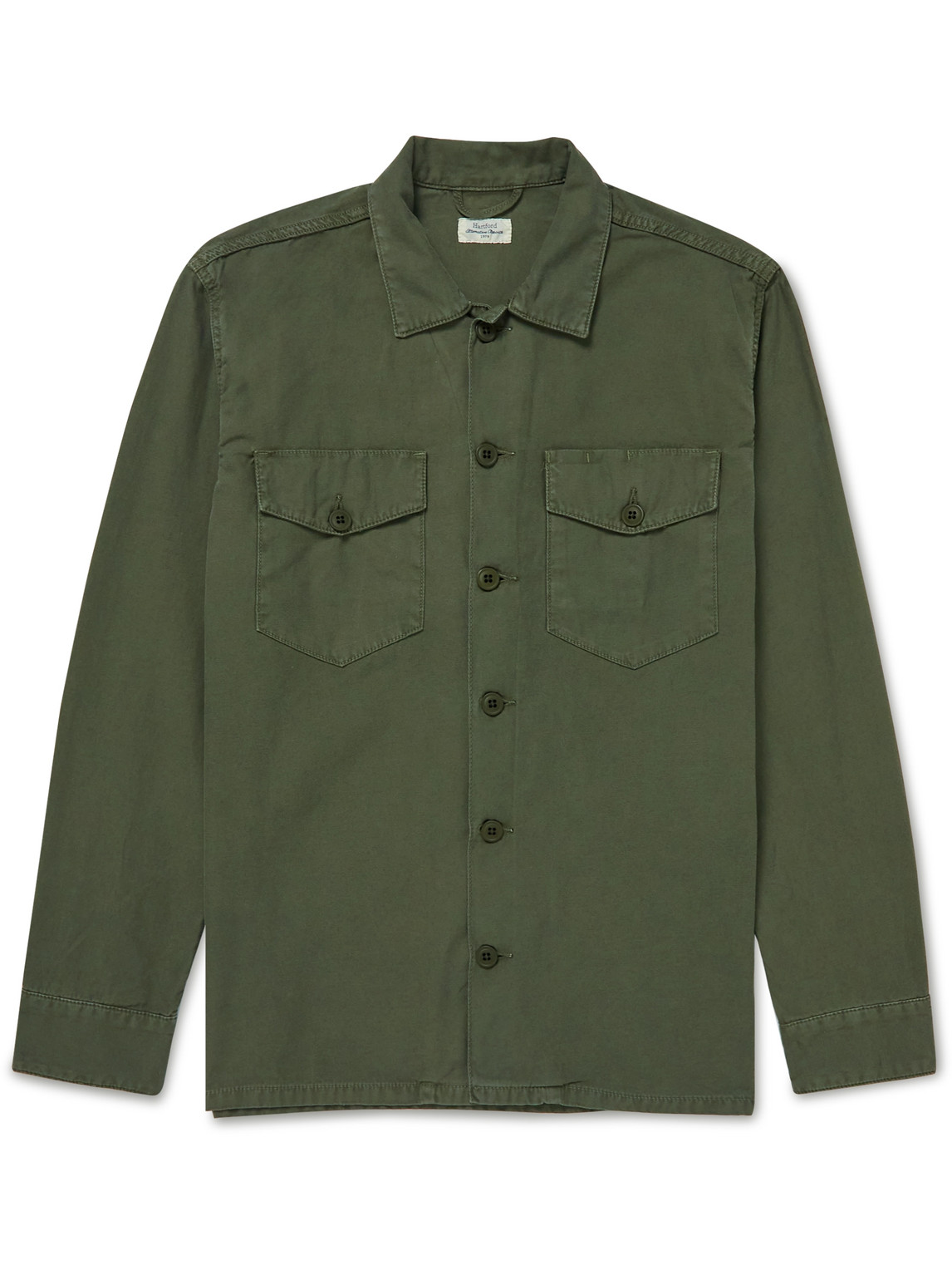 Hartford Jame Garment-dyed Cotton-poplin Field Jacket In Green | ModeSens