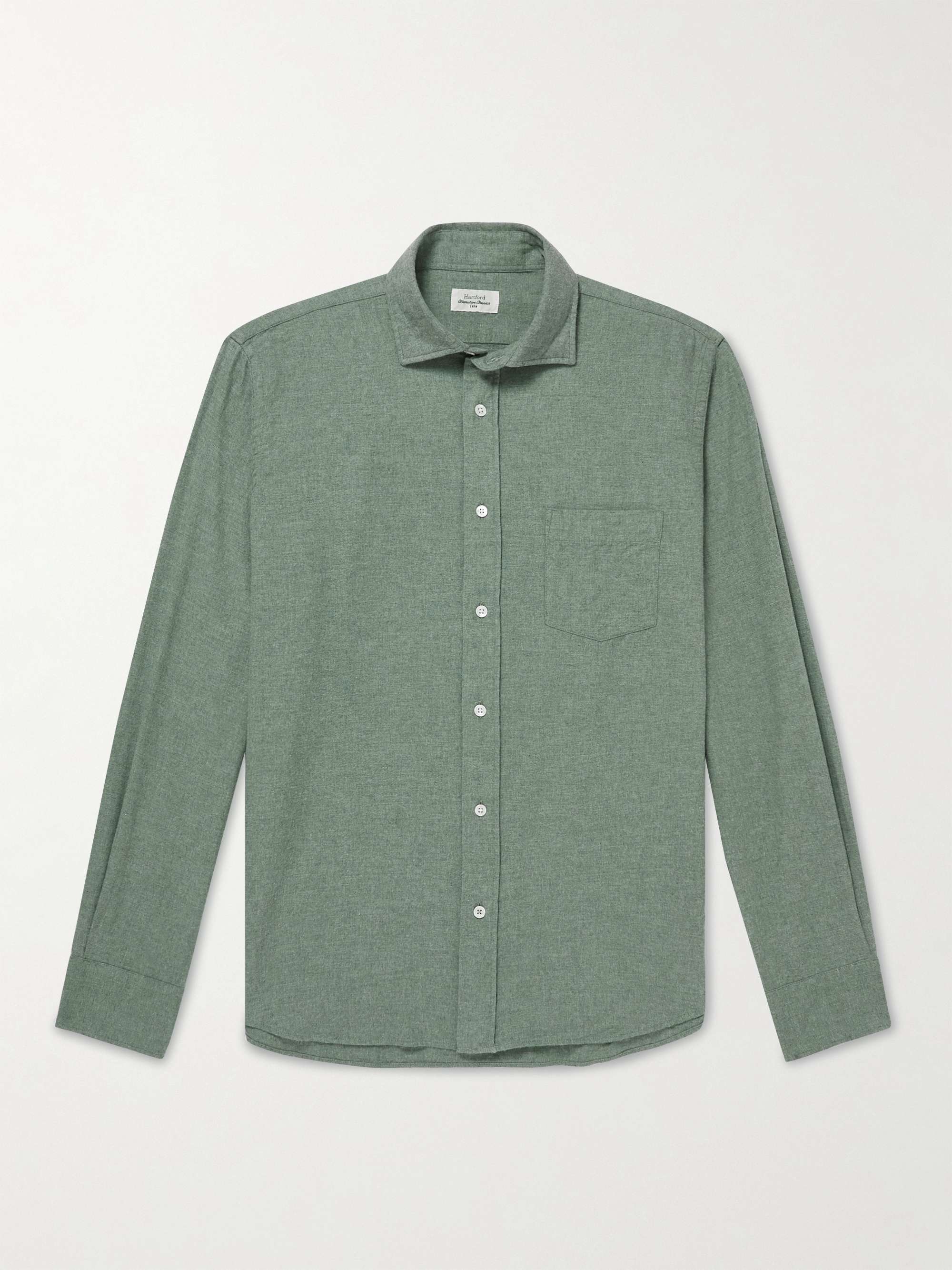HARTFORD Paul Cutaway-Collar Cotton-Flannel Shirt