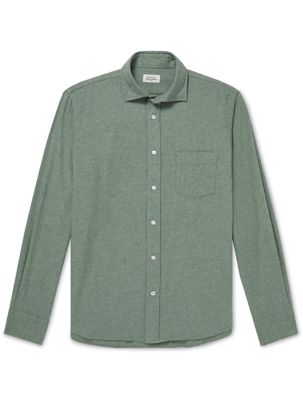 Hartford Paul Cutaway-collar Cotton-flannel Shirt In Green | ModeSens