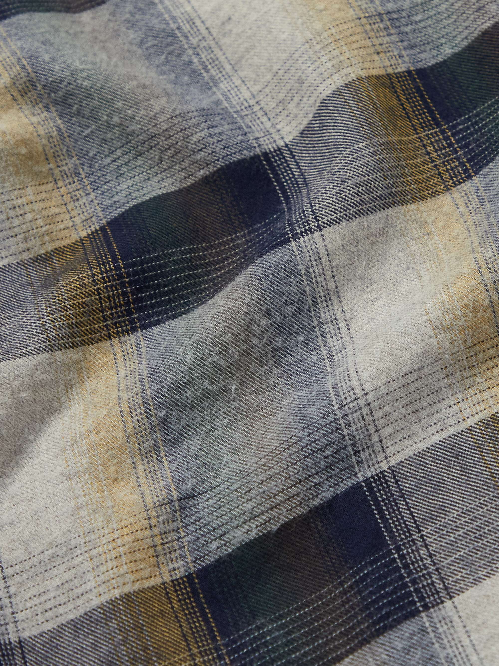 HARTFORD Paul Cutaway-Collar Checked Cotton-Flannel Shirt