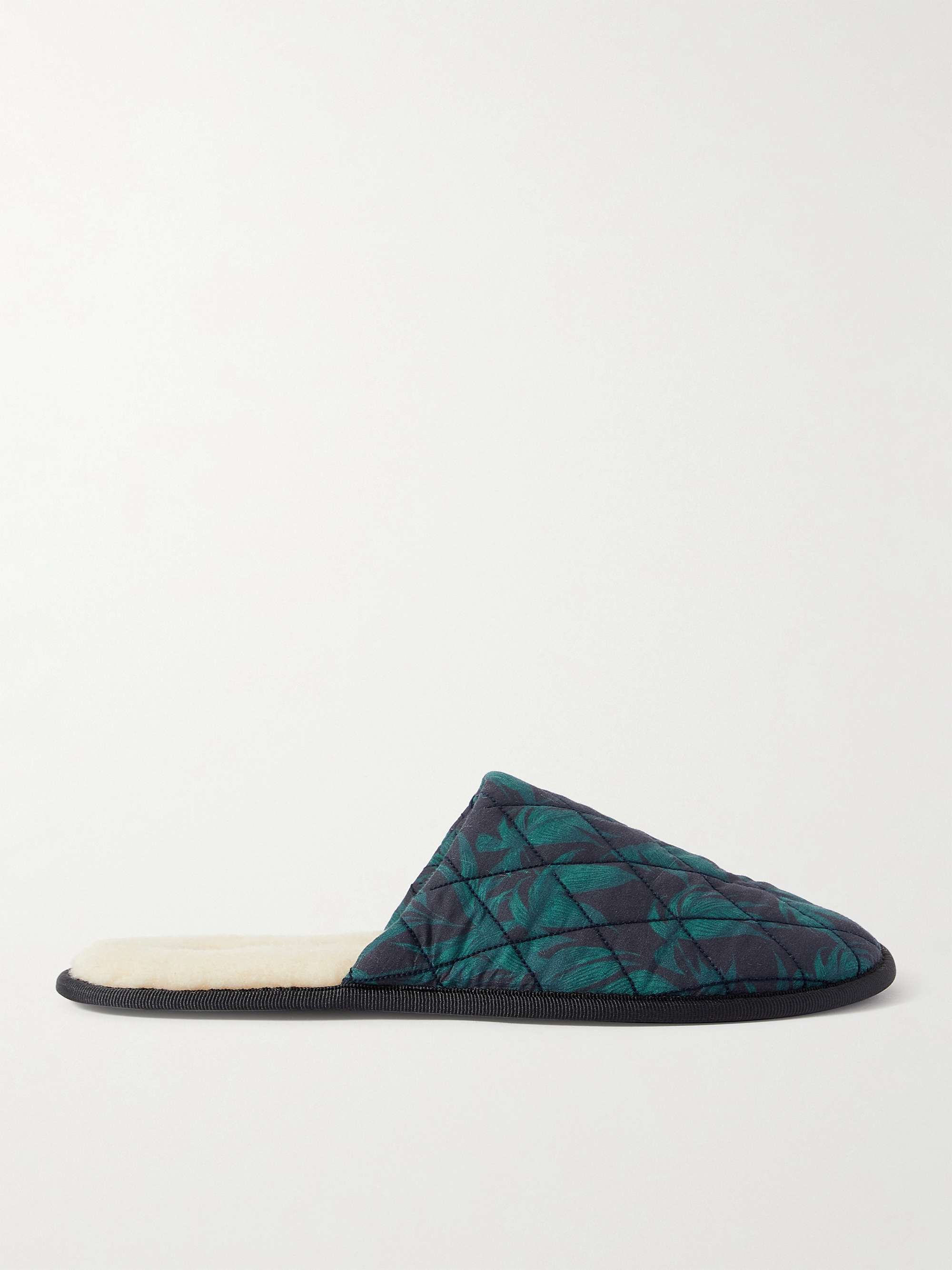 mrporter.com | Byron Wool-Lined Quilted Printed Cotton Slippers