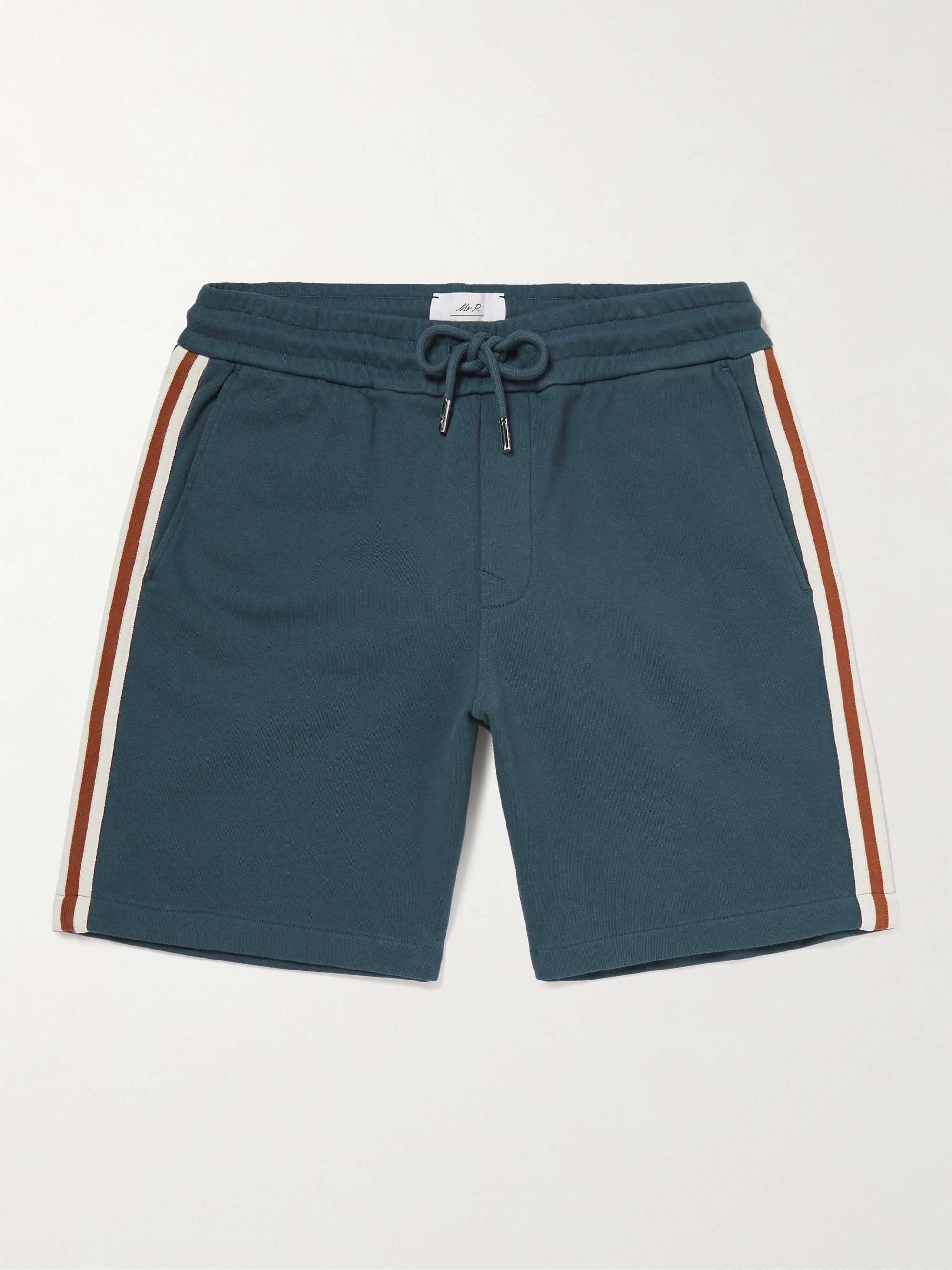 MR P. Striped Organic Cotton-Jersey Drawstring Shorts