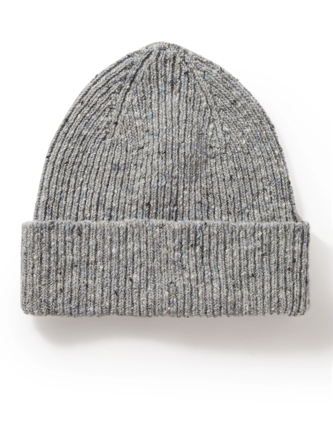 Mr P Ribbed Donegal Wool Beanie In Gray