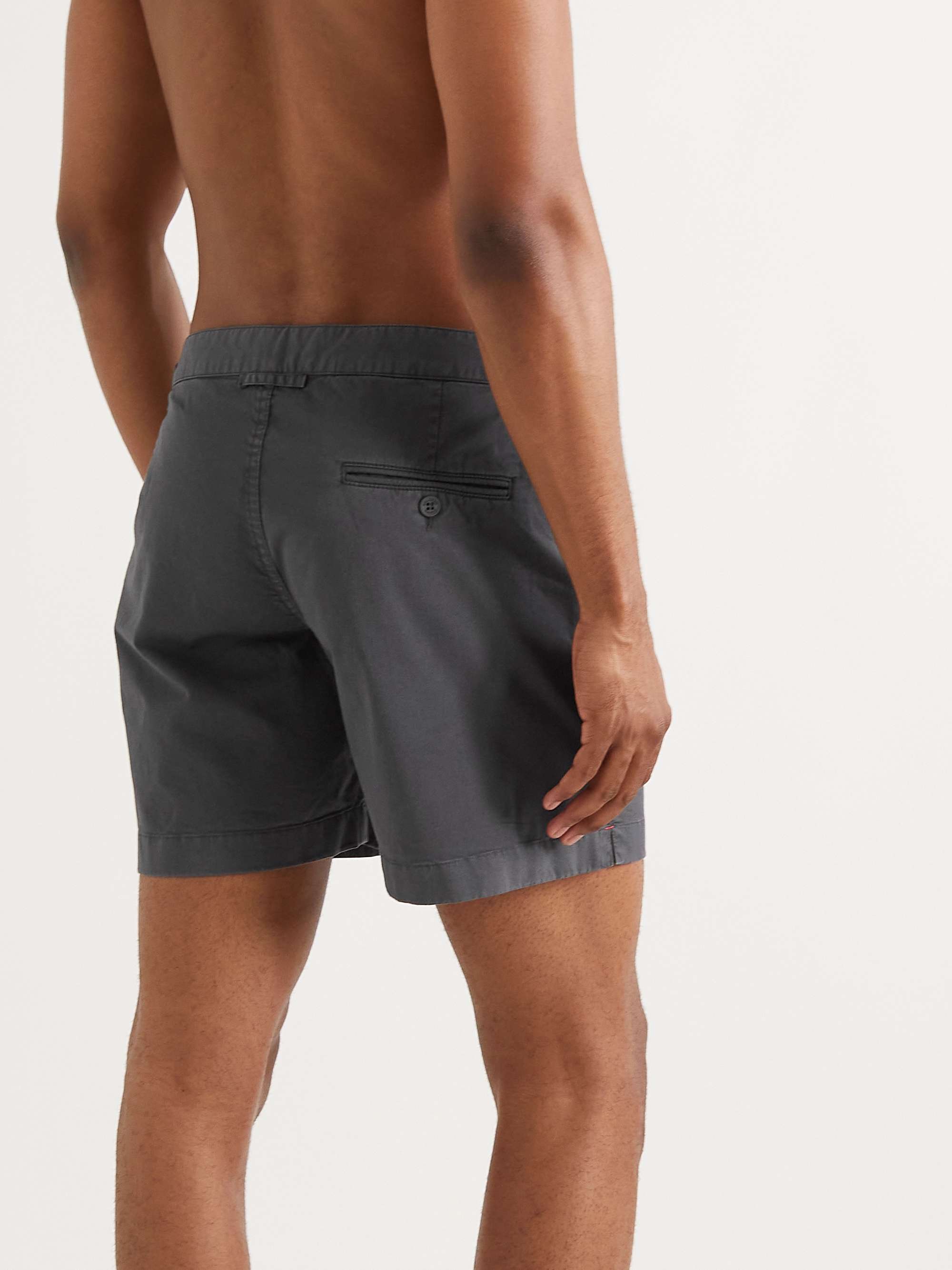Gray Bulldog II Mid-Length Cotton-Blend Twill Swim Shorts | ORLEBAR ...