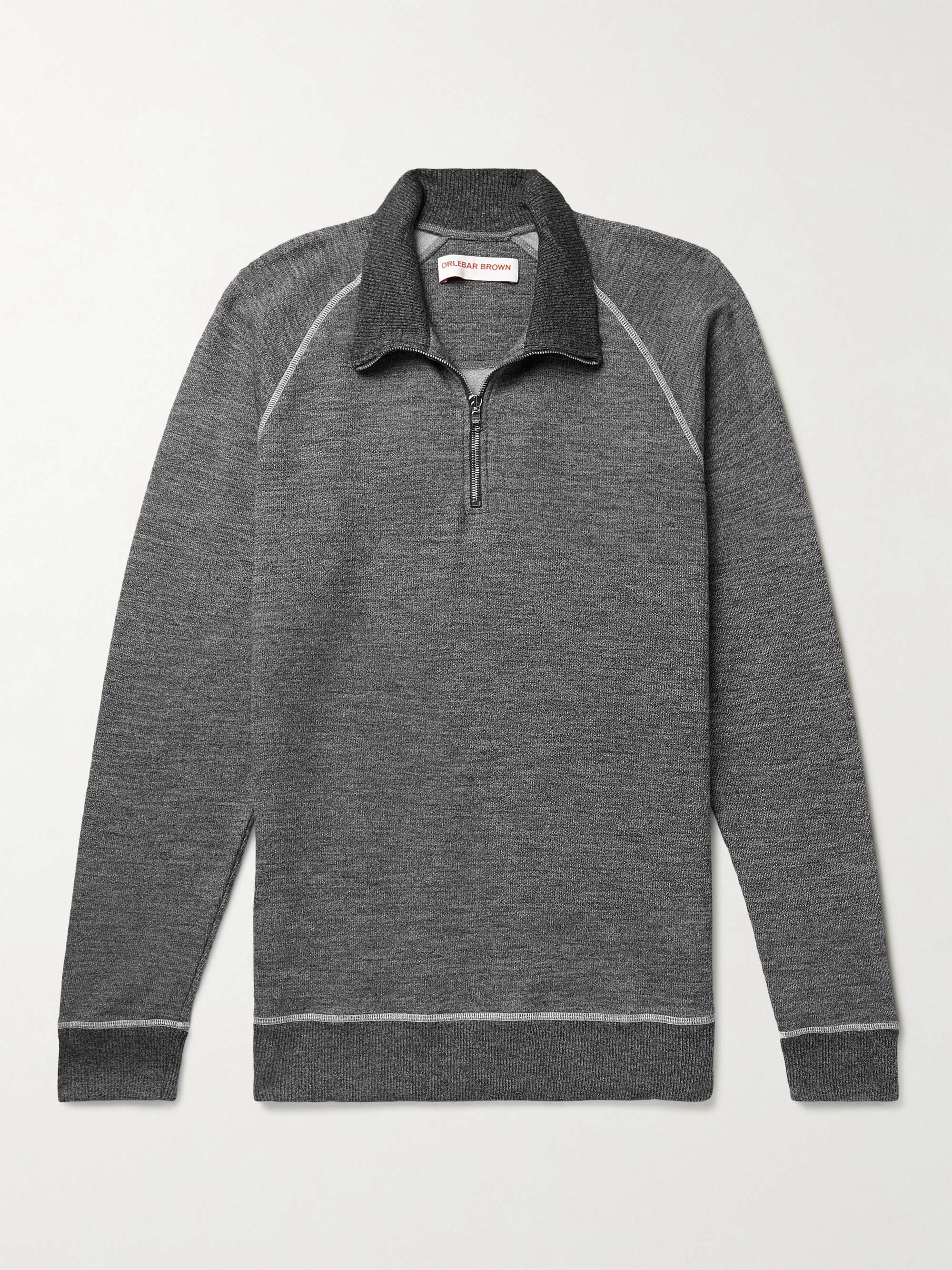 ORLEBAR BROWN Isar Cotton and Wool-Blend Half-Zip Sweatshirt
