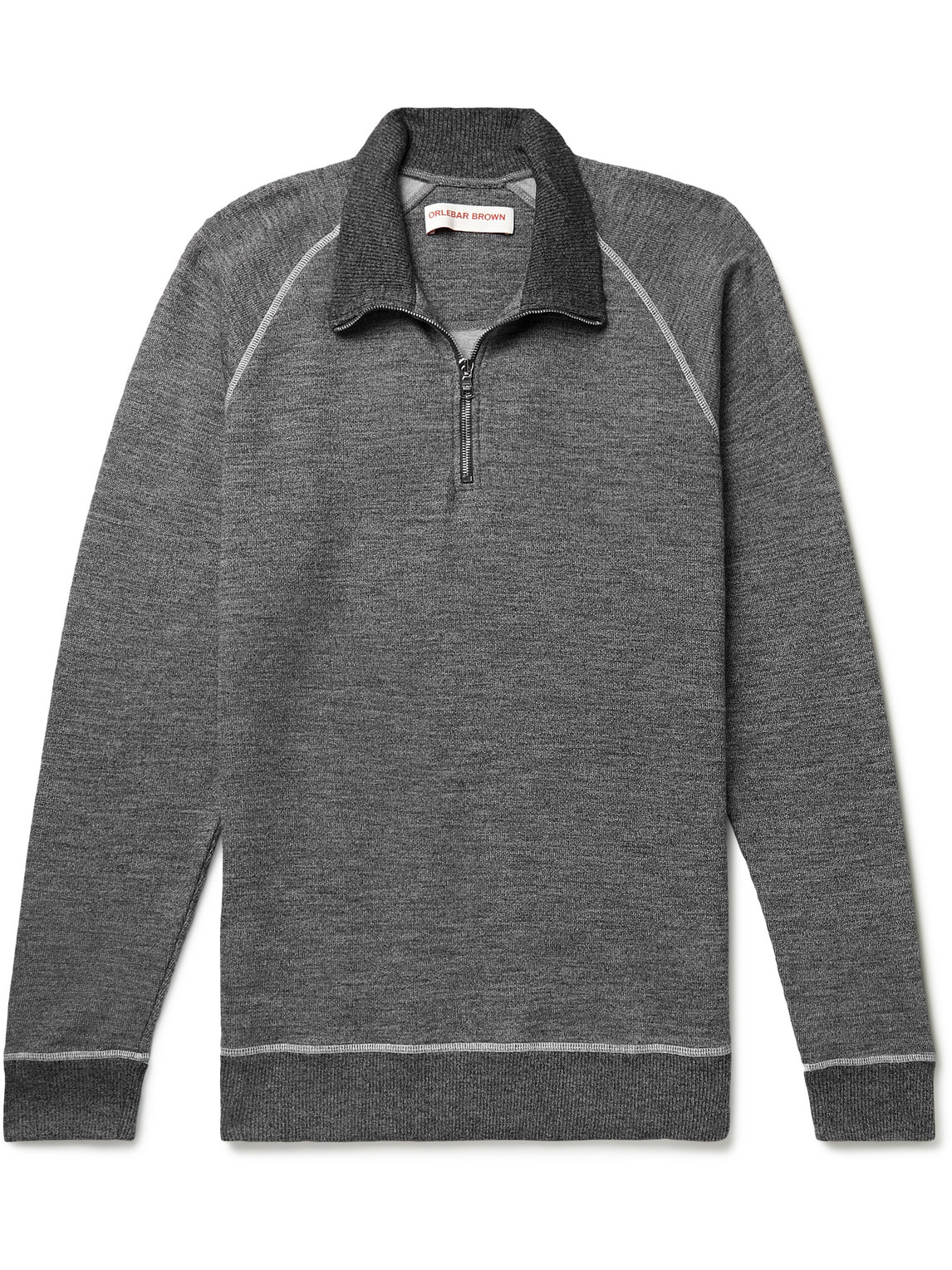 Orlebar Brown Isar Cotton And Wool-blend Half-zip Sweatshirt In Gray