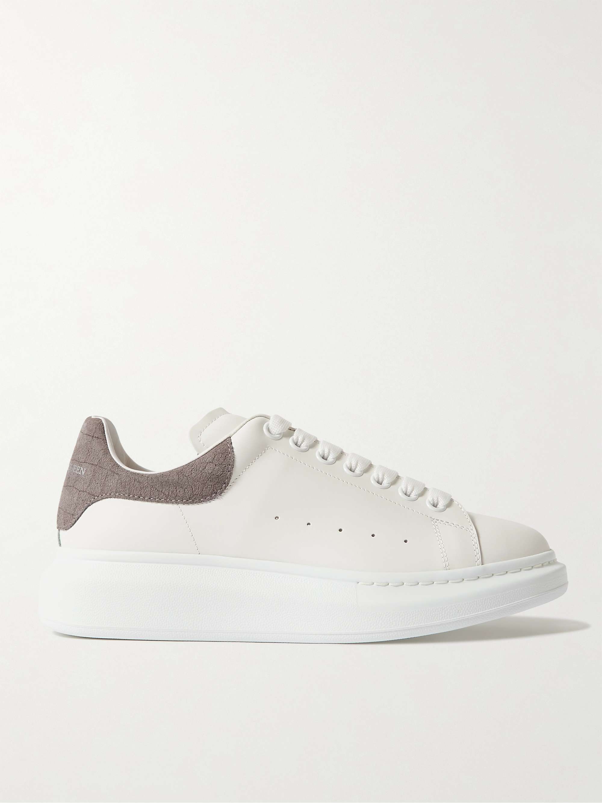 White Exaggerated-Sole Leather Sneakers | ALEXANDER MCQUEEN | MR 