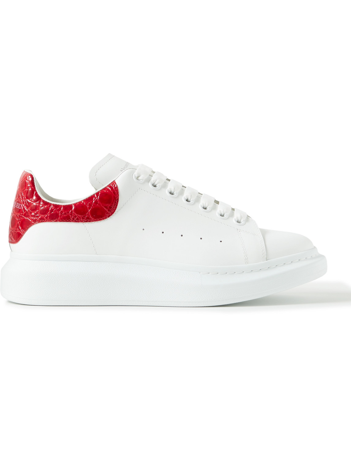 ALEXANDER MCQUEEN EXAGGERATED-SOLE CROC-EFFECT TRIMMED LEATHER SNEAKERS