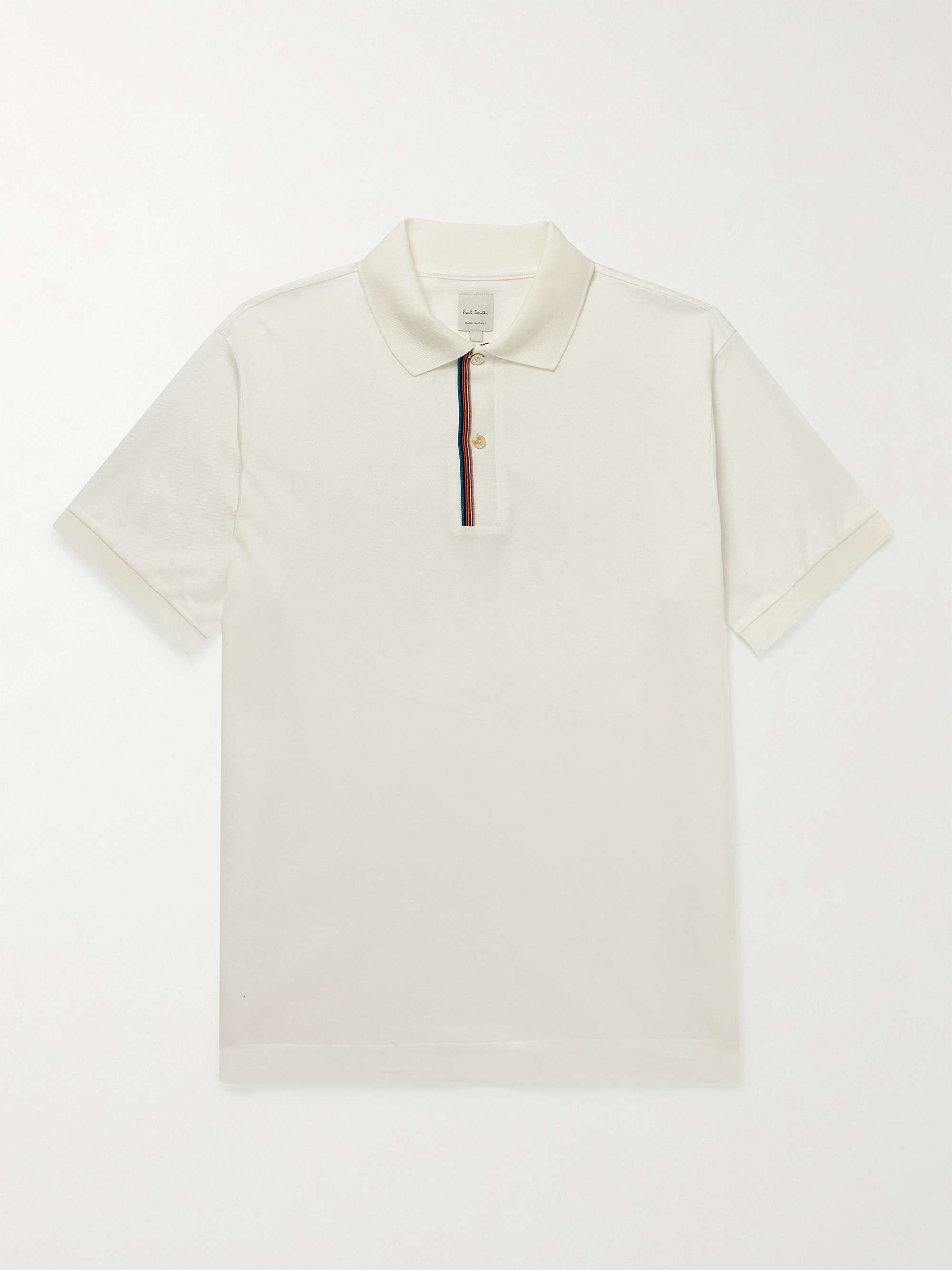 PAUL SMITH Striped Cotton-Piqué Polo Shirt