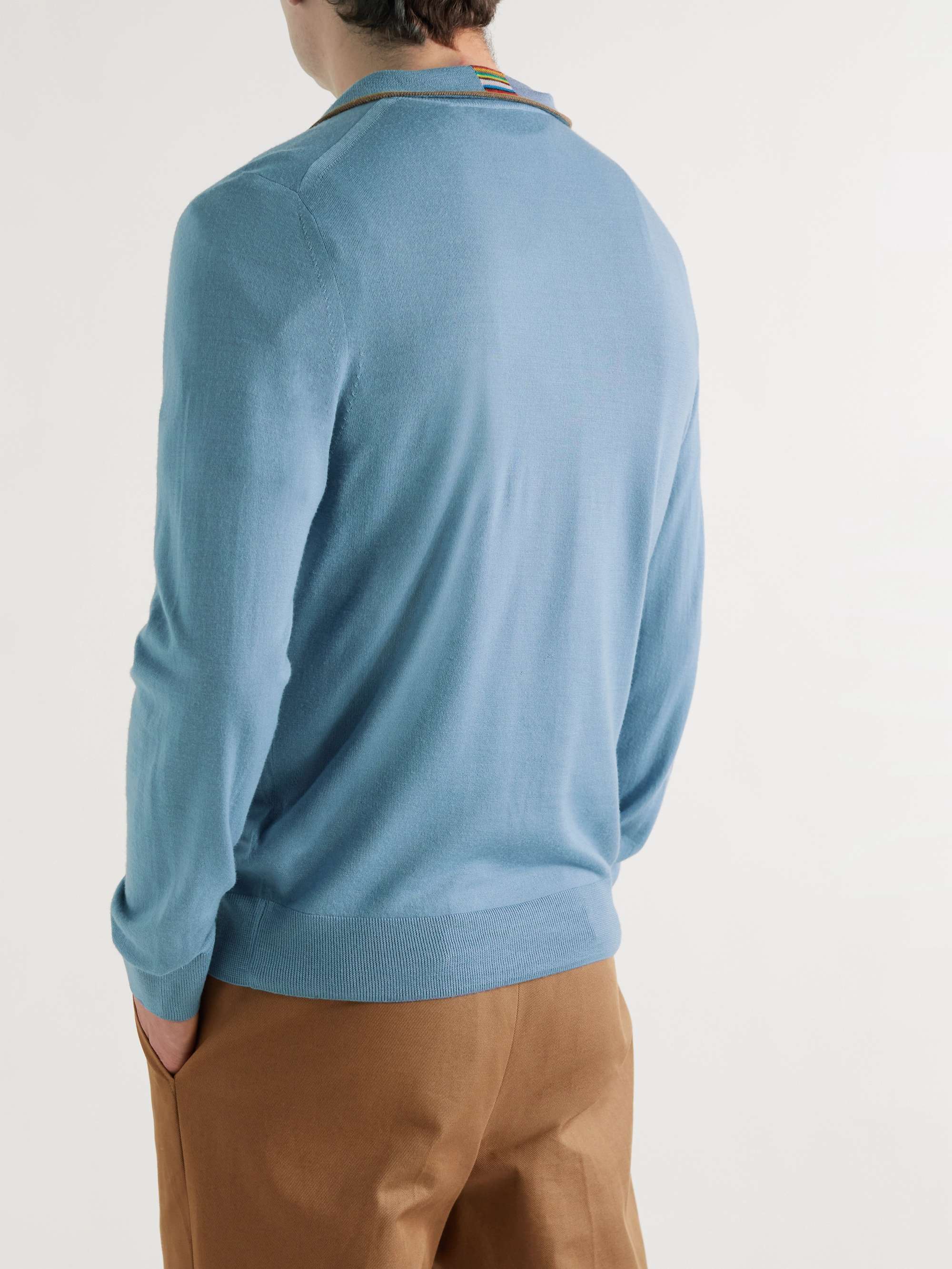 PAUL SMITH Slim-Fit Logo-Embroidered Merino Wool Half-Zip Sweater