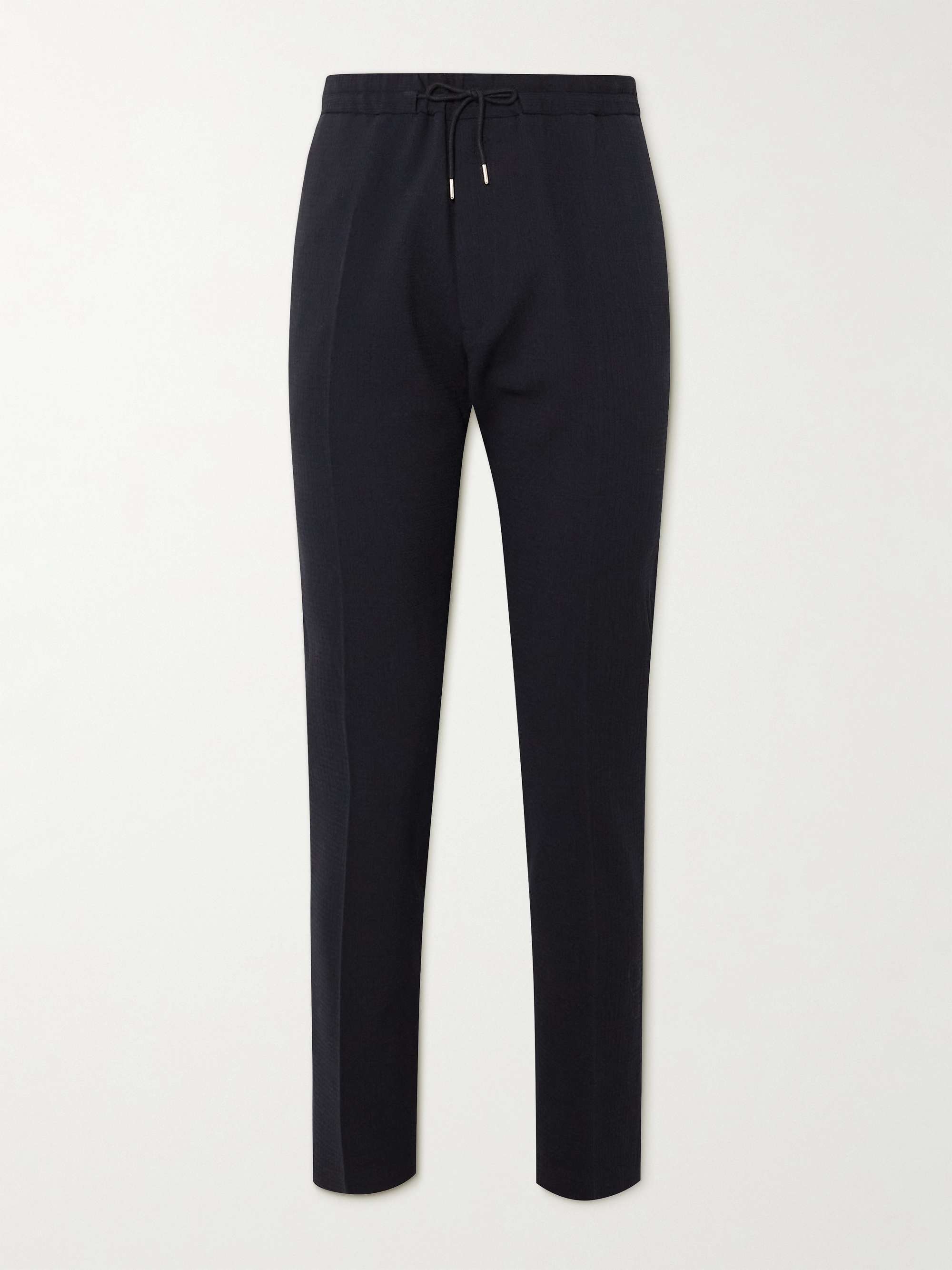 PAUL SMITH Straight-Leg Textured Wool-Blend Drawstring Suit Trousers
