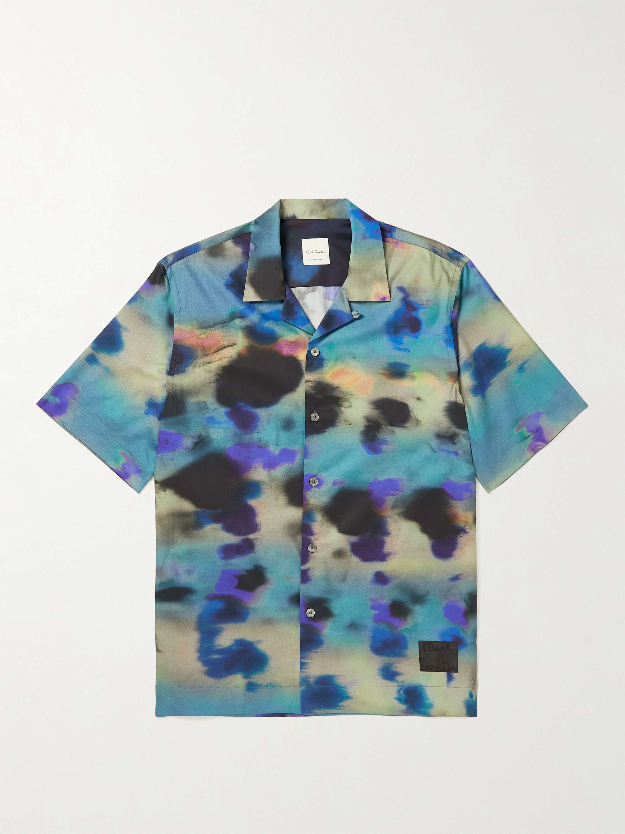 PAUL SMITH Convertible-Collar Floral-Print Linen and Cotton-Blend Seersucker Shirt