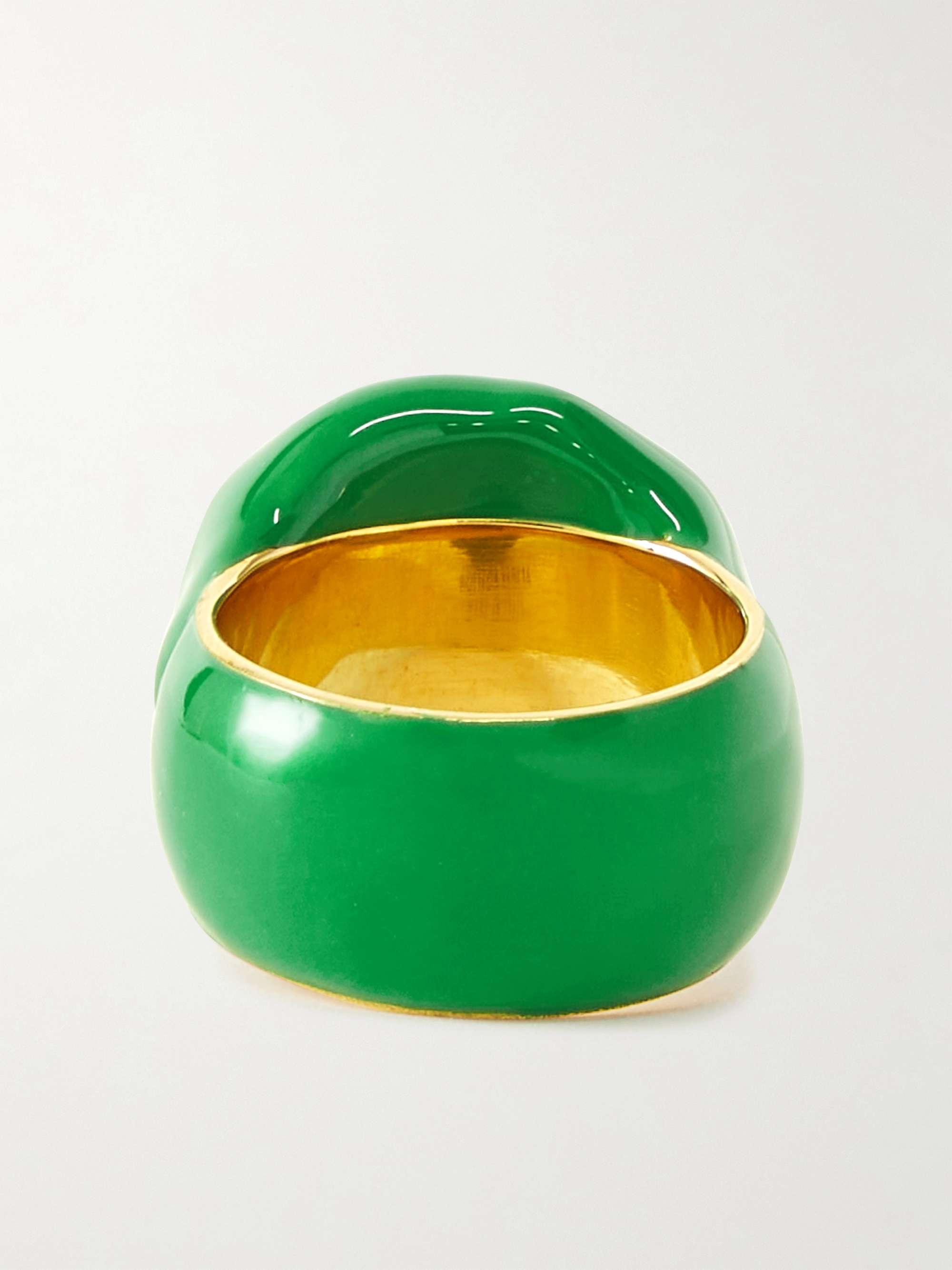 BOTTEGA VENETA Gold-Plated and Enamel Signet Ring