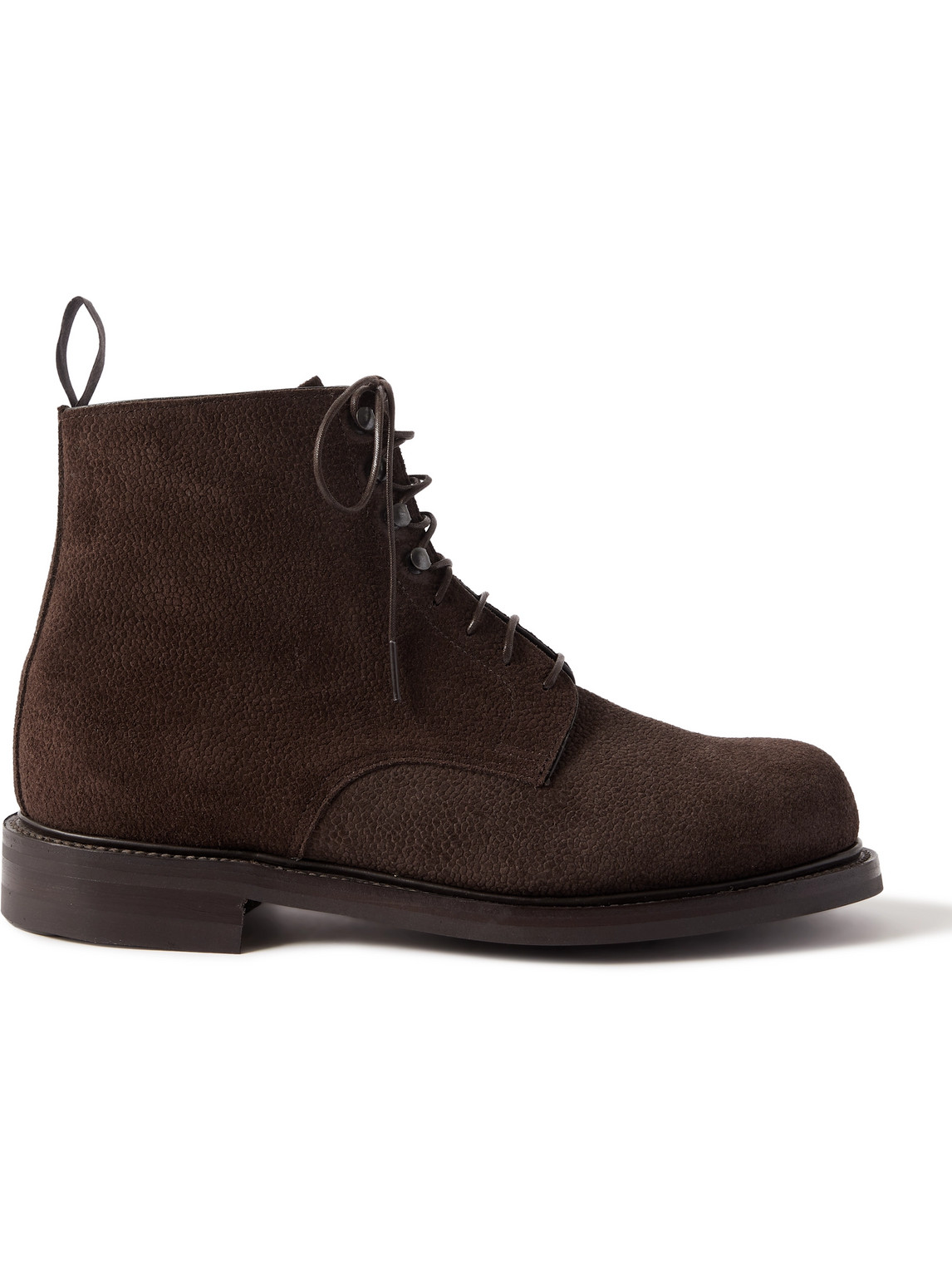 George Cleverley Taron Pebble-grain Suede Derby Boots In Brown