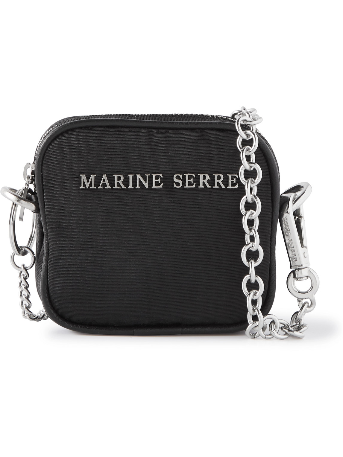Marine Serre Mini Logo-appliquéd Moire Pouch In Black