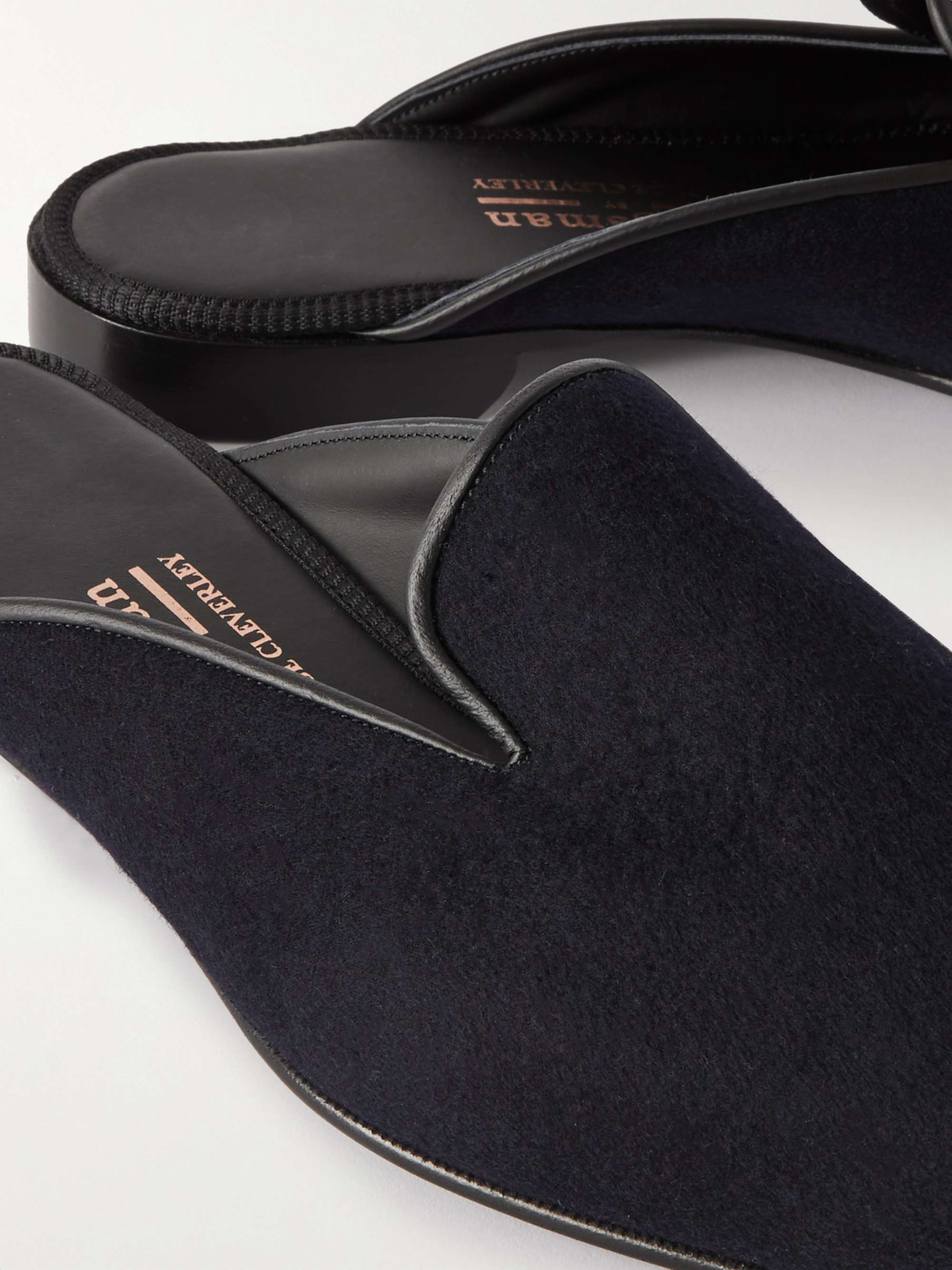 KINGSMAN + George Cleverley Leather-Trimmed Cashmere Slippers