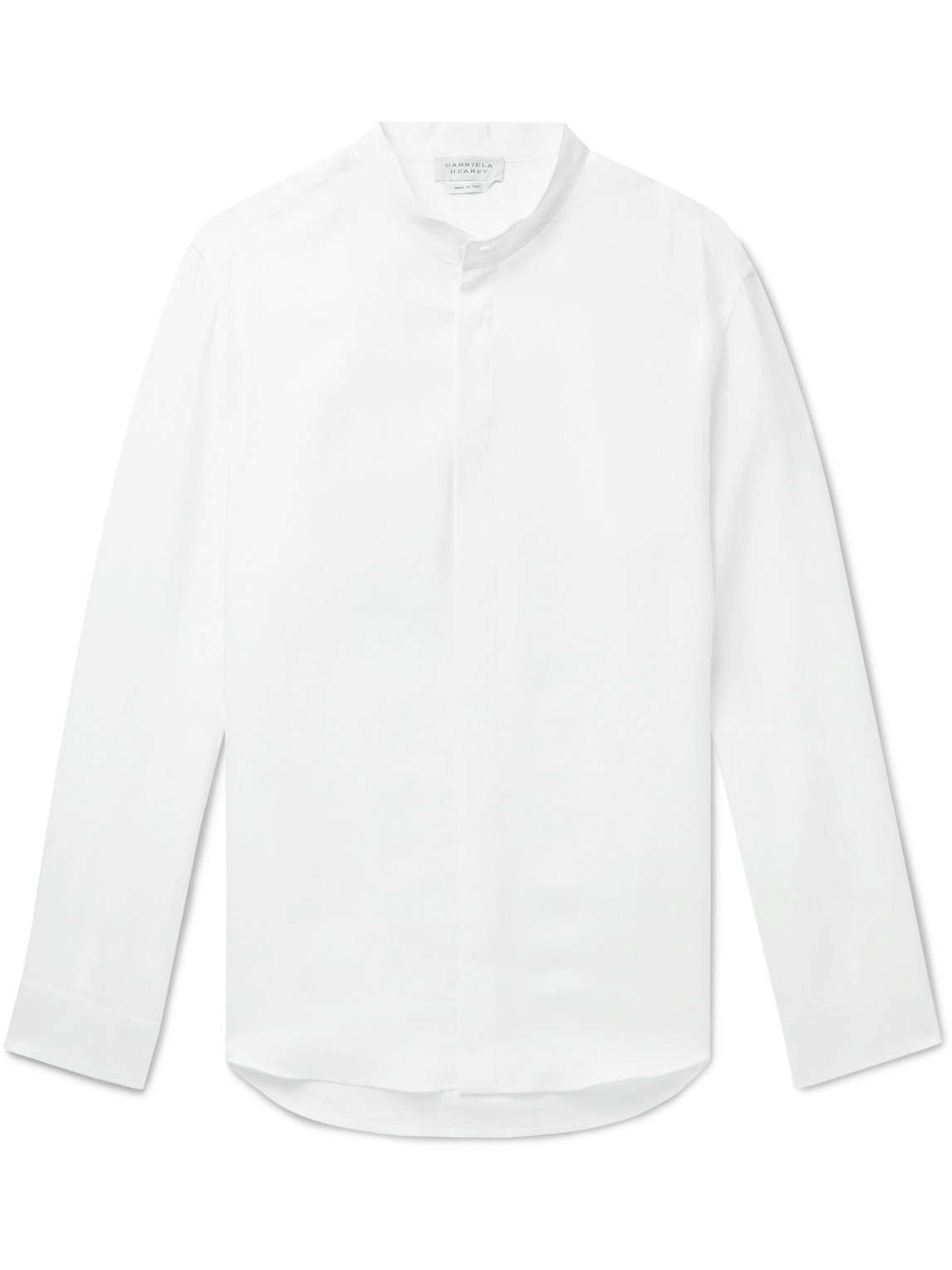 Gabriela Hearst Ollie Grandad-Collar Linen Shirt