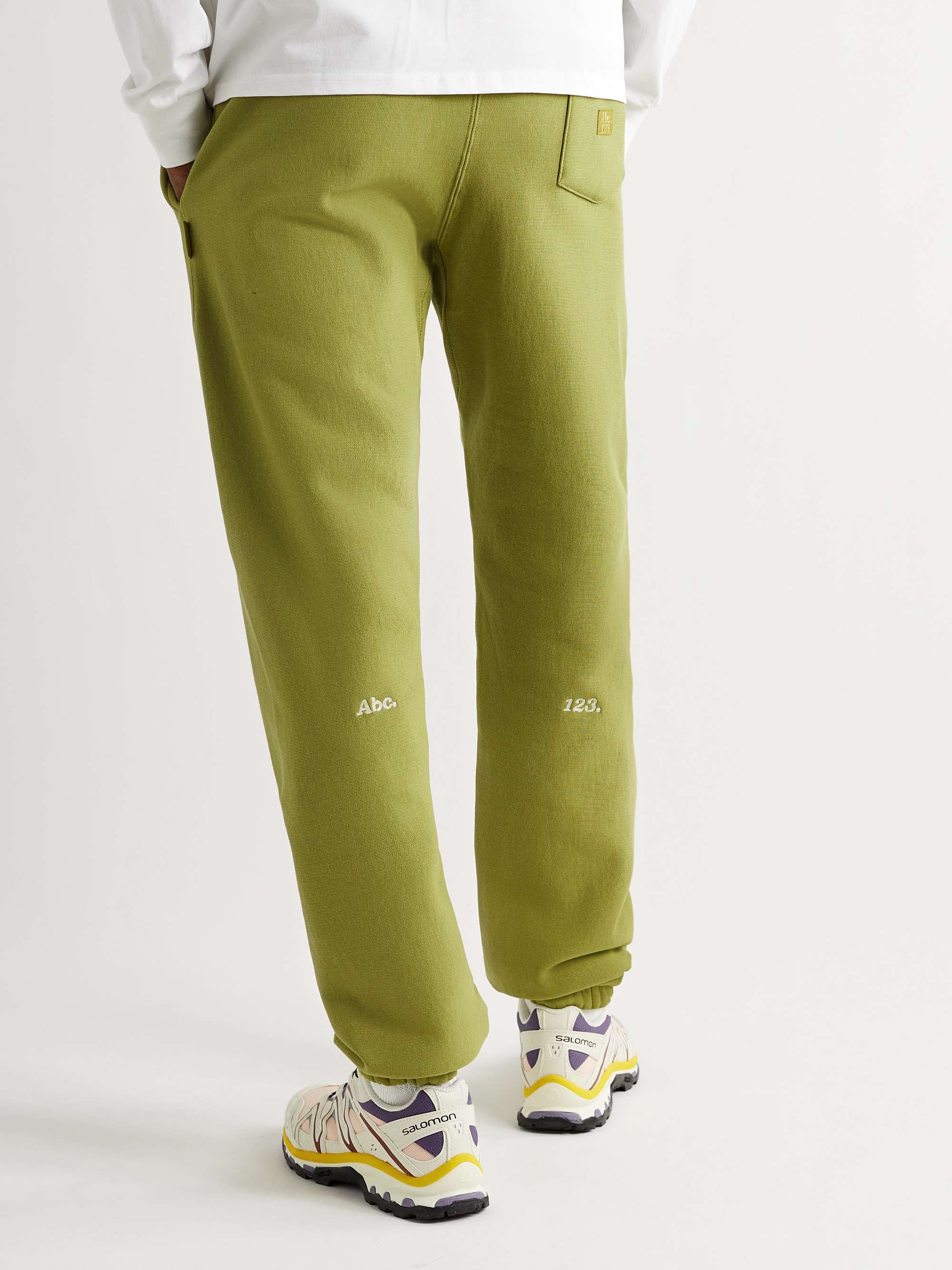 ABC. 123. Tapered Logo-Appliquéd Cotton-Blend Jersey Sweatpants