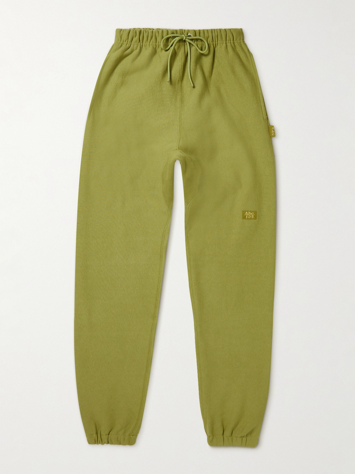 Abc. 123. Tapered Logo-appliquéd Cotton-blend Jersey Sweatpants In Green