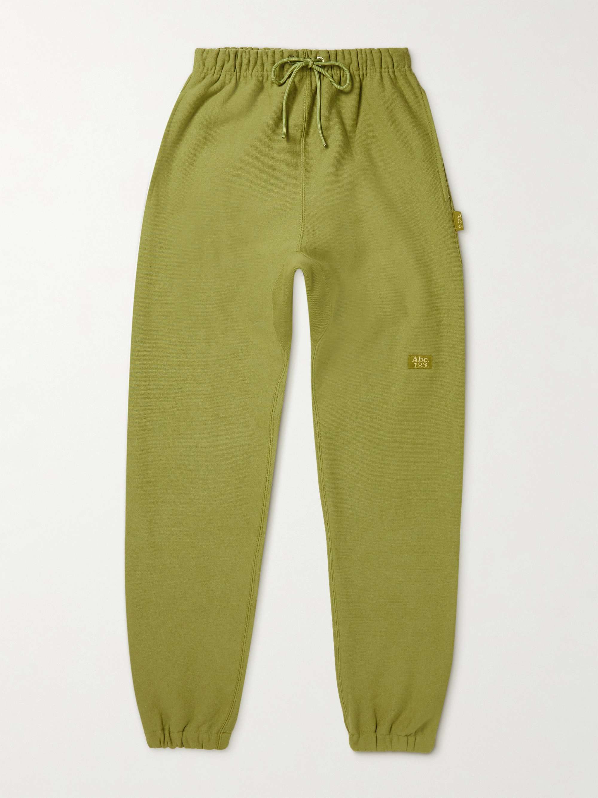 ABC. 123. Tapered Logo-Appliquéd Cotton-Blend Jersey Sweatpants