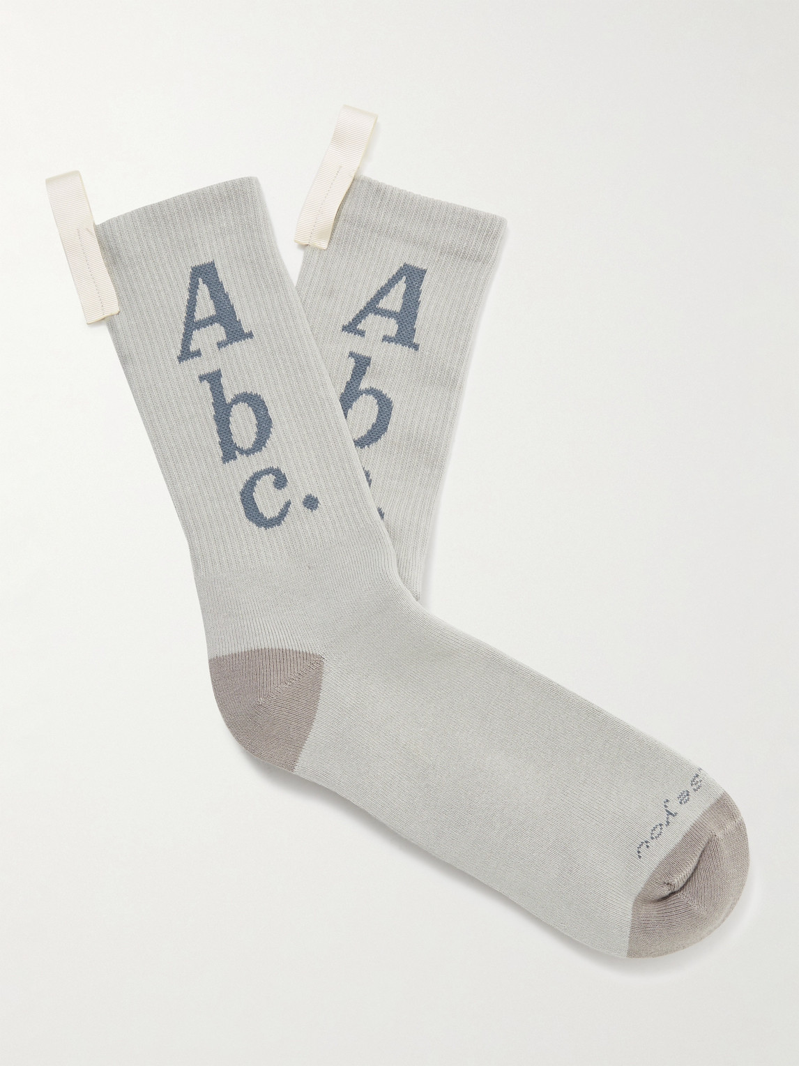 Abc. 123. Logo-jacquard Ribbed Cotton-blend Socks In Gray