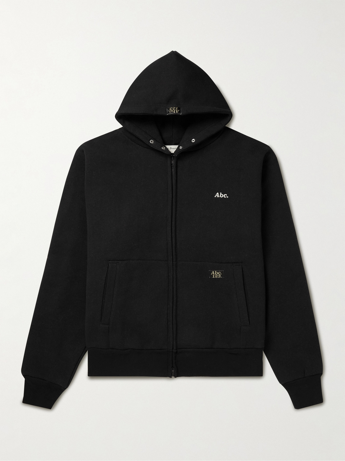 Abc. 123. Logo-detailed Cotton-blend Jersey Zip-up Hoodie In Black