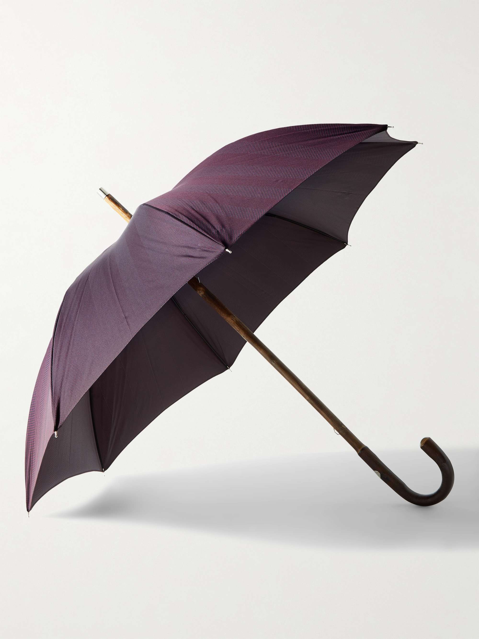 FRANCESCO MAGLIA Striped Chestnut Wood-Handle Umbrella