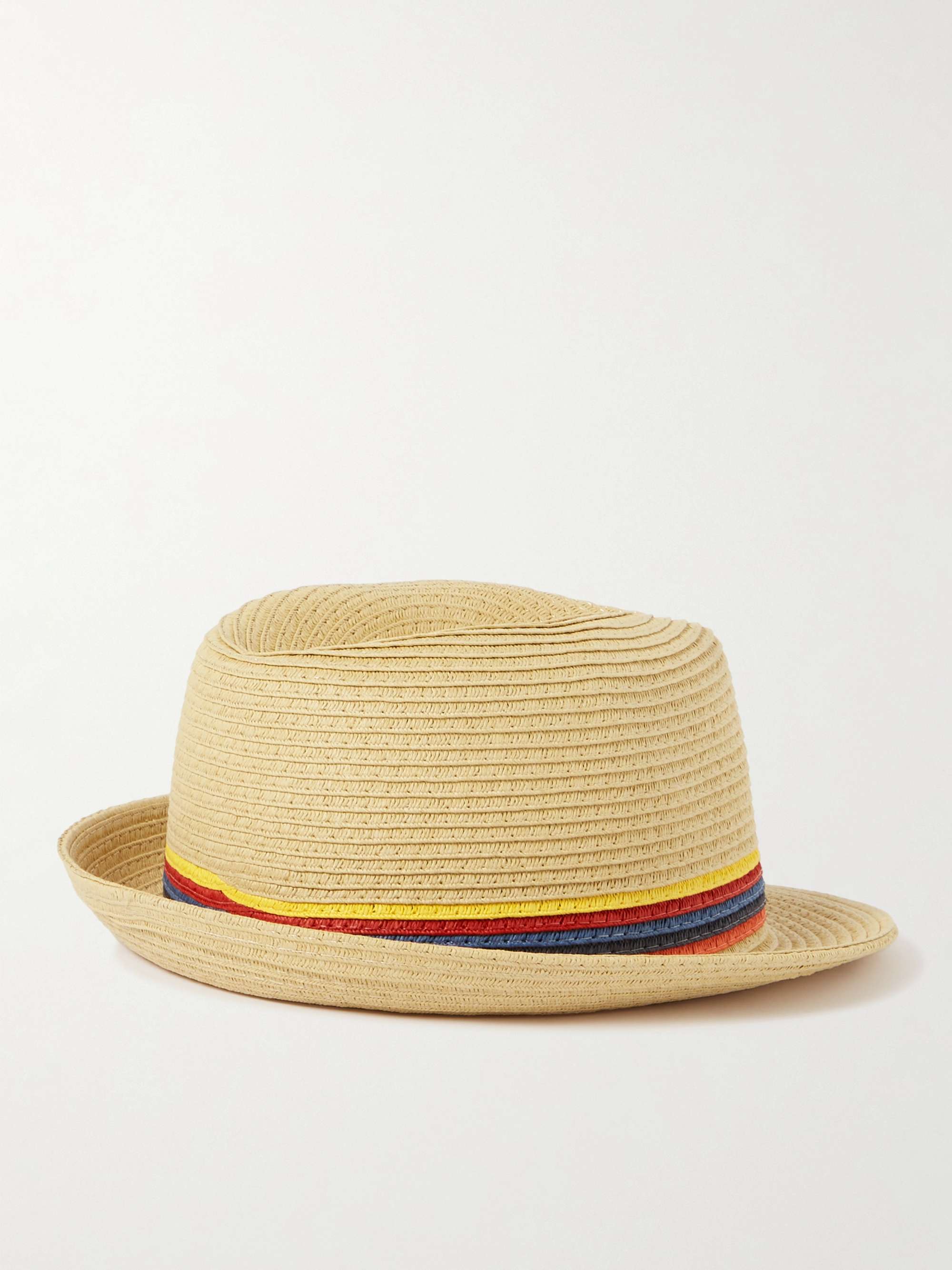 PAUL SMITH Striped Straw Trilby Hat