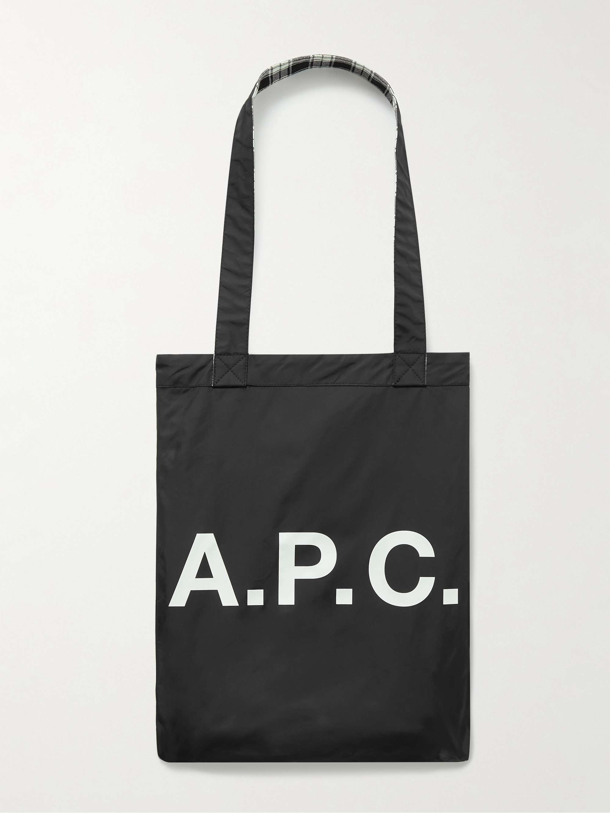 A.P.C. Lou Reversible Checked Cotton-Canvas and Shell Tote Bag