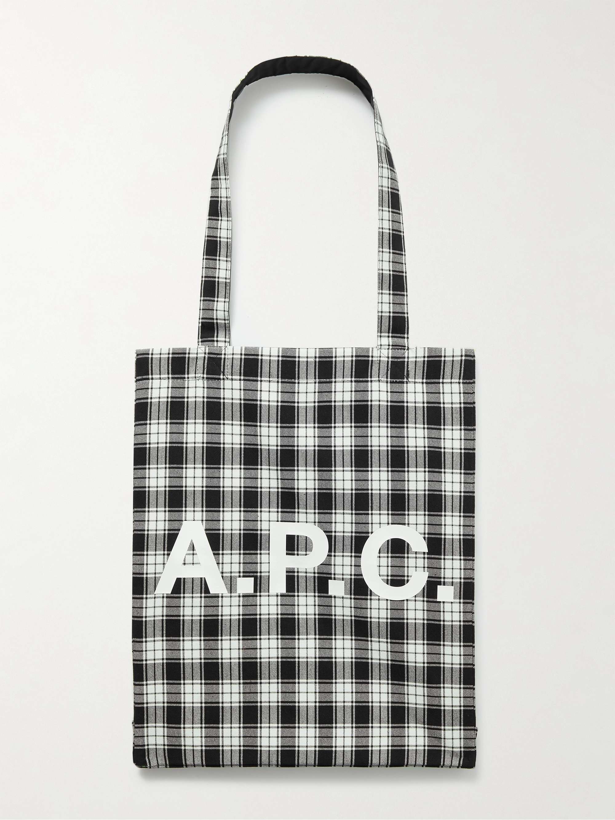 아페쎄 A.P.C. Lou Reversible Checked Cotton-Canvas and Shell Tote Bag,Black