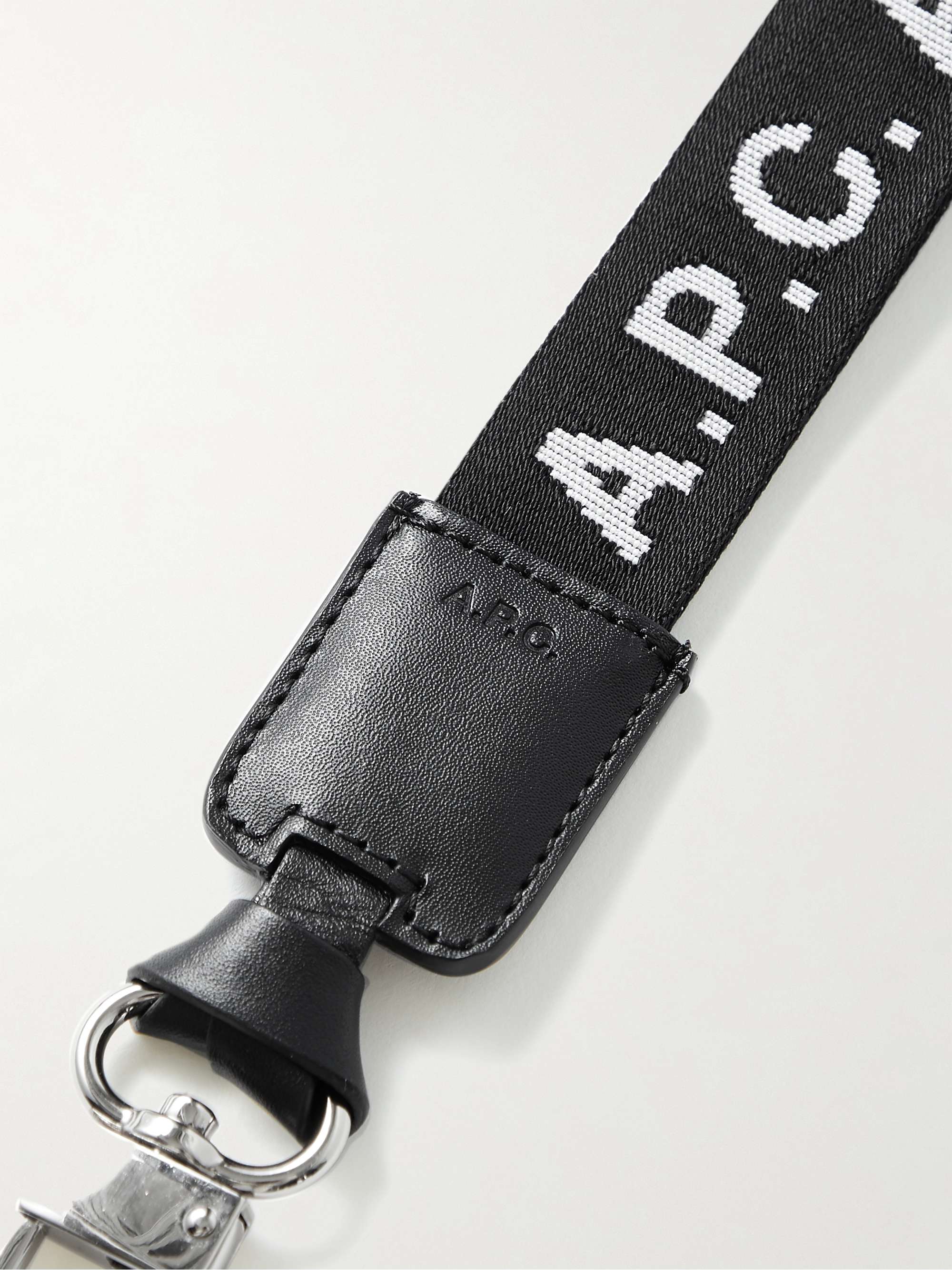 A.P.C. Leather-Trimmed Logo-Jacquard Webbing Key Fob