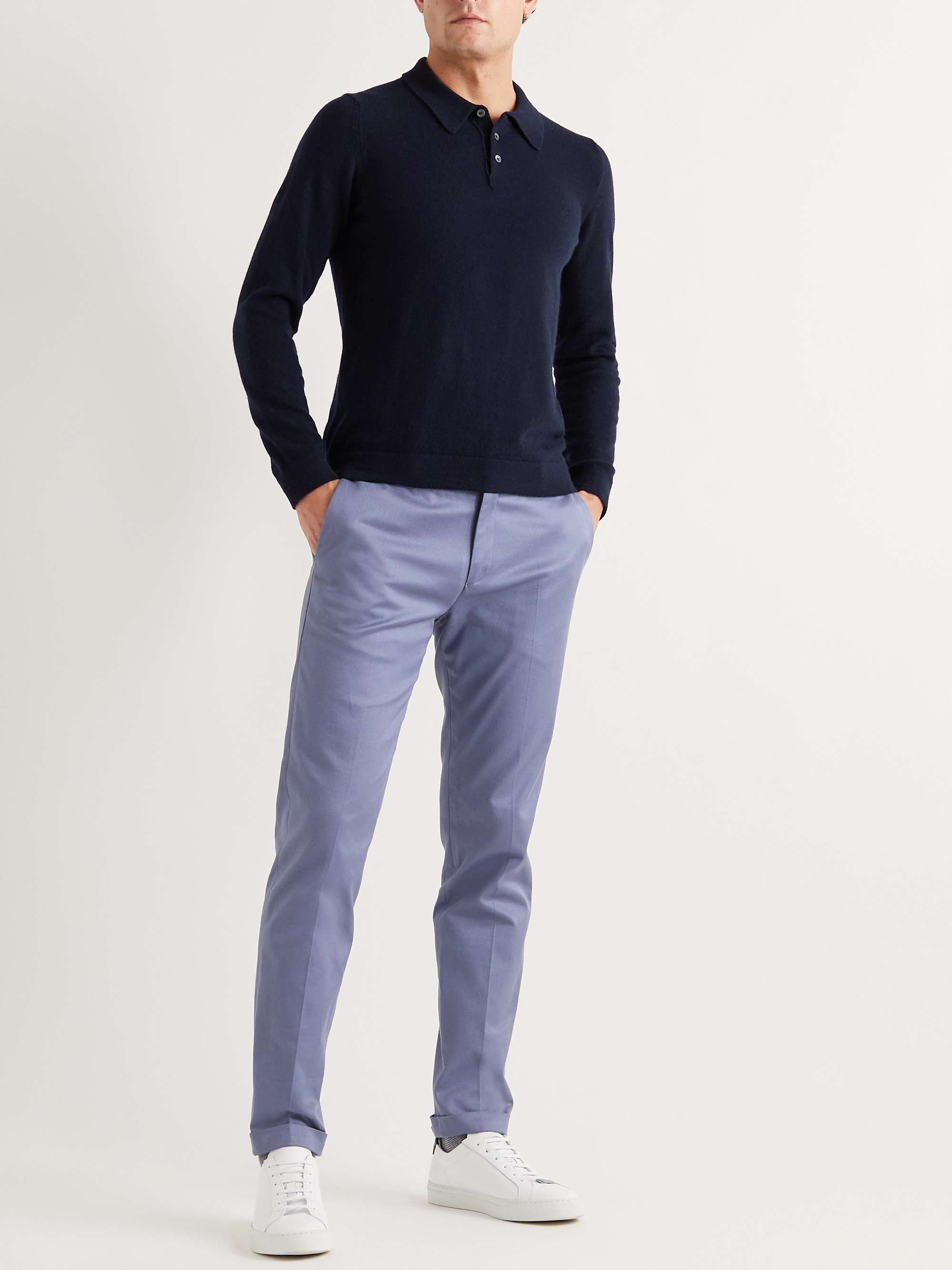 INCOTEX Slim-Fit Virgin Wool and Cashmere-Blend Polo Shirt
