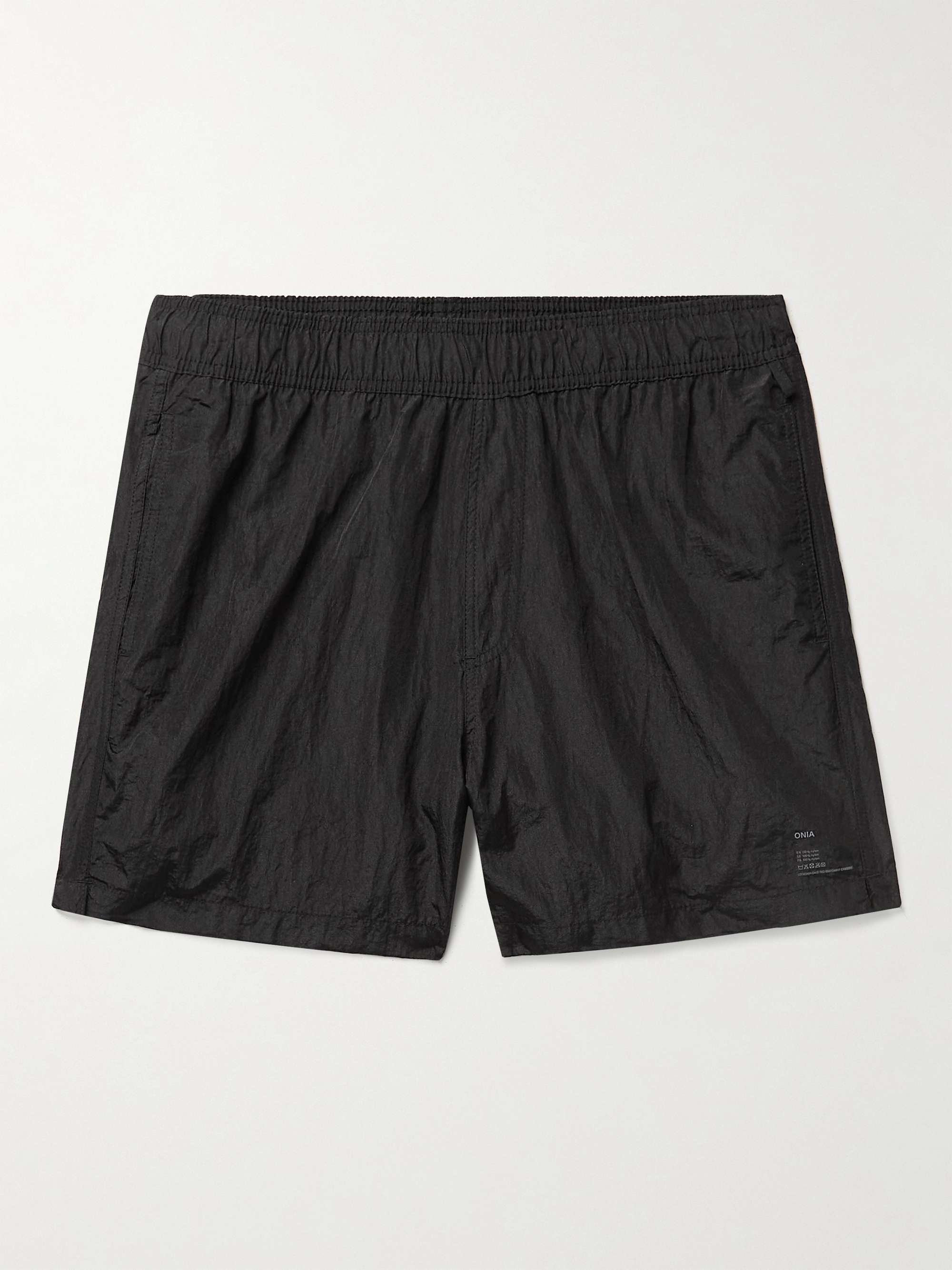 ONIA Straight-Leg Mid-Length Crinkled Swim Shorts