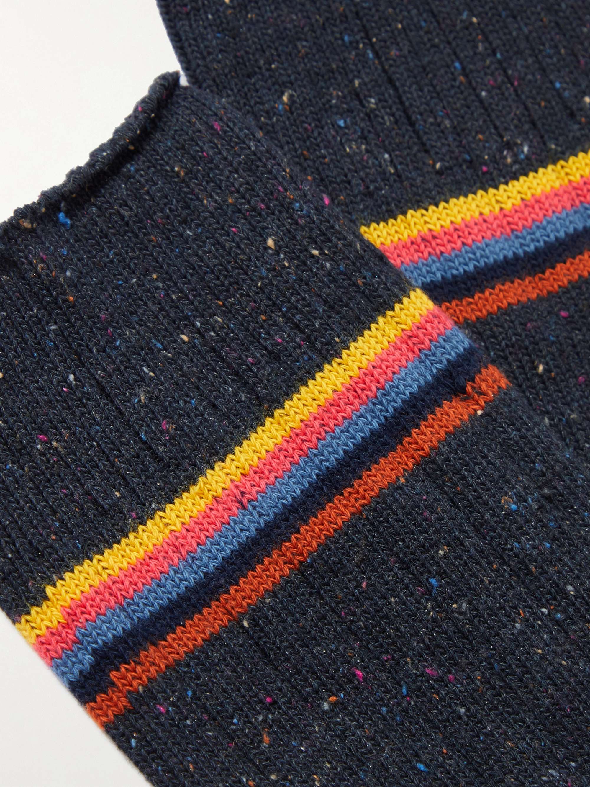 PAUL SMITH Ulysee Ribbed Striped Cotton-Blend Socks