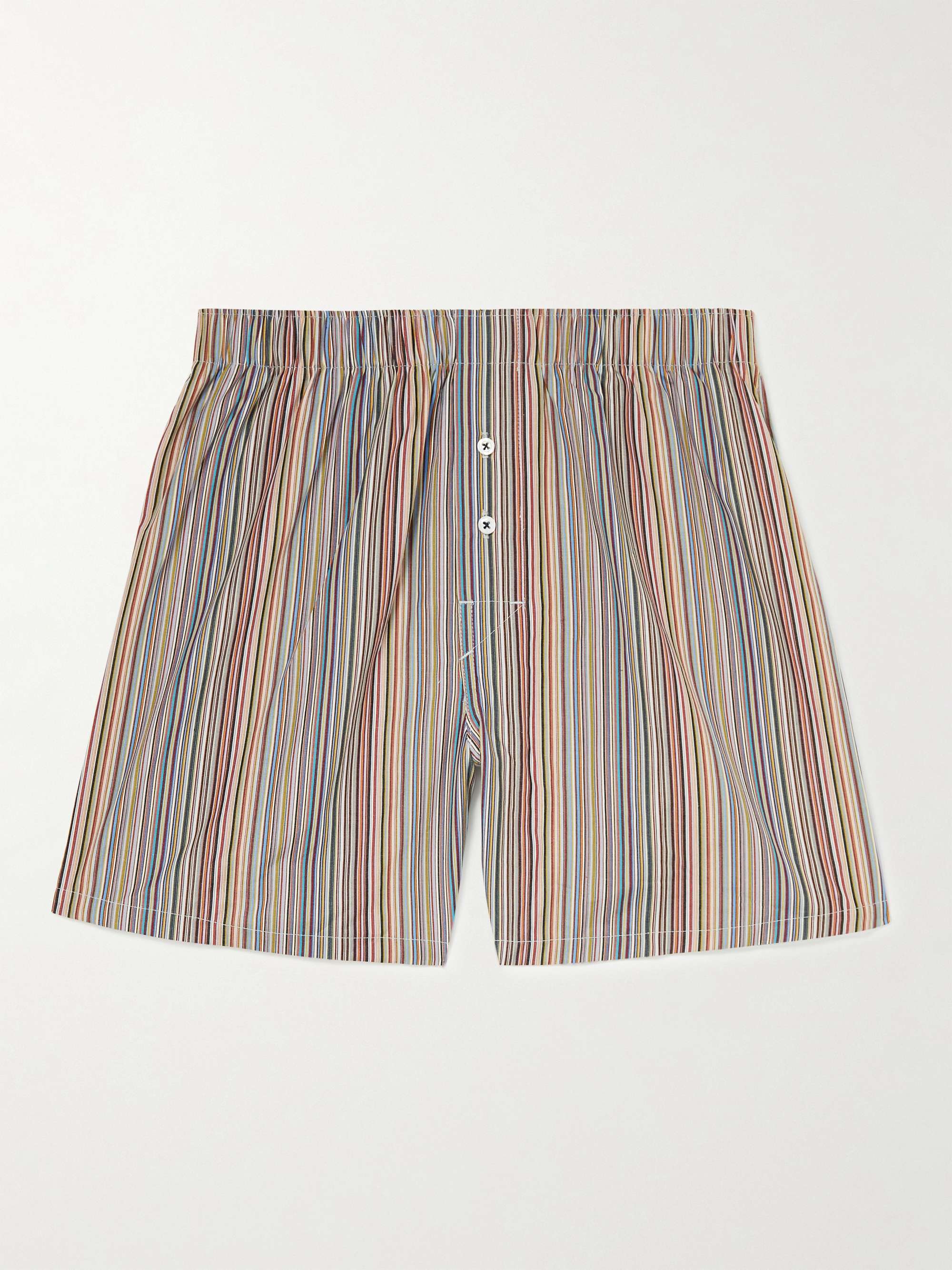 PAUL SMITH Striped Cotton-Poplin Boxer Shorts