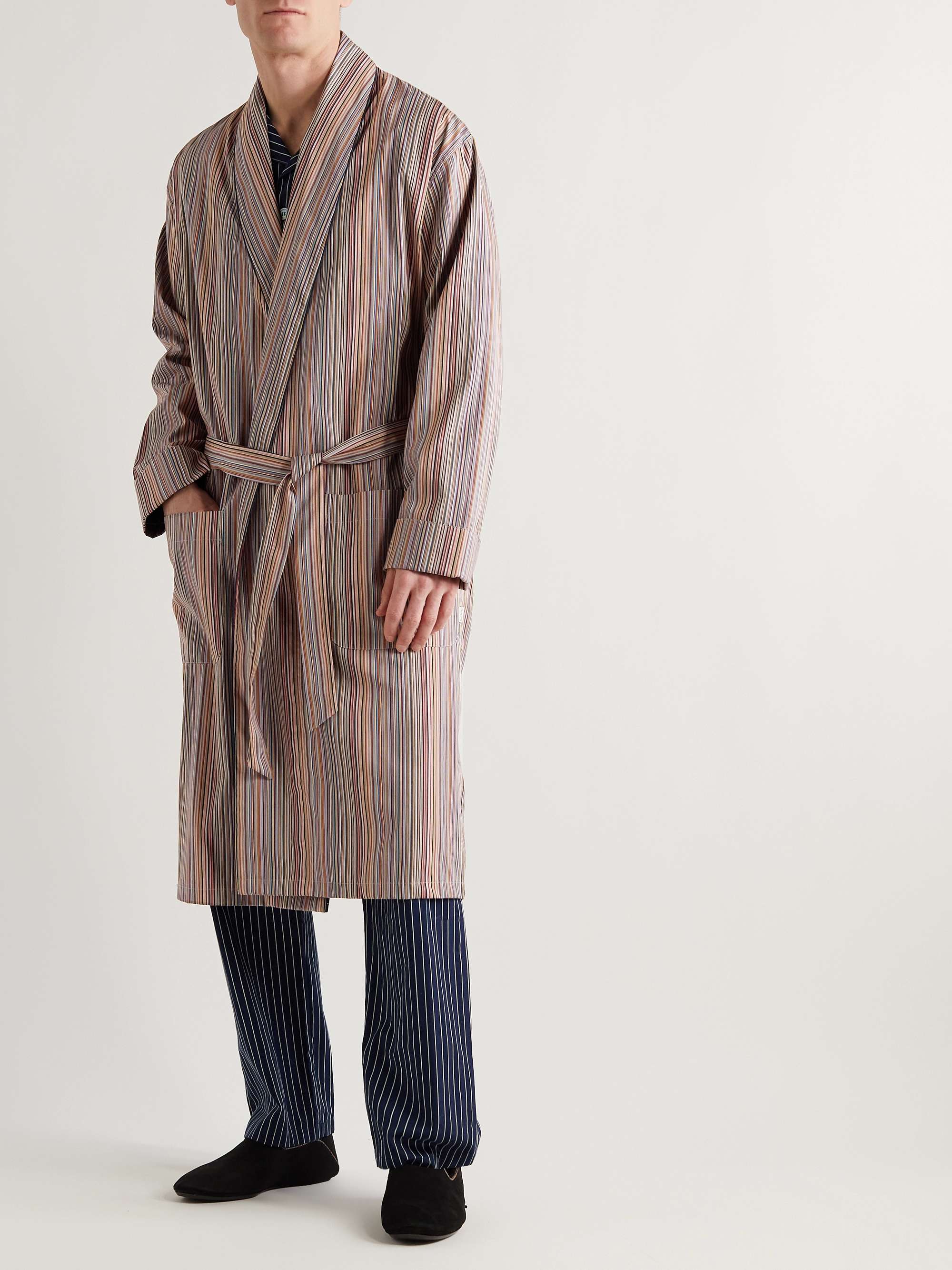 PAUL SMITH Striped Cotton-Poplin Robe