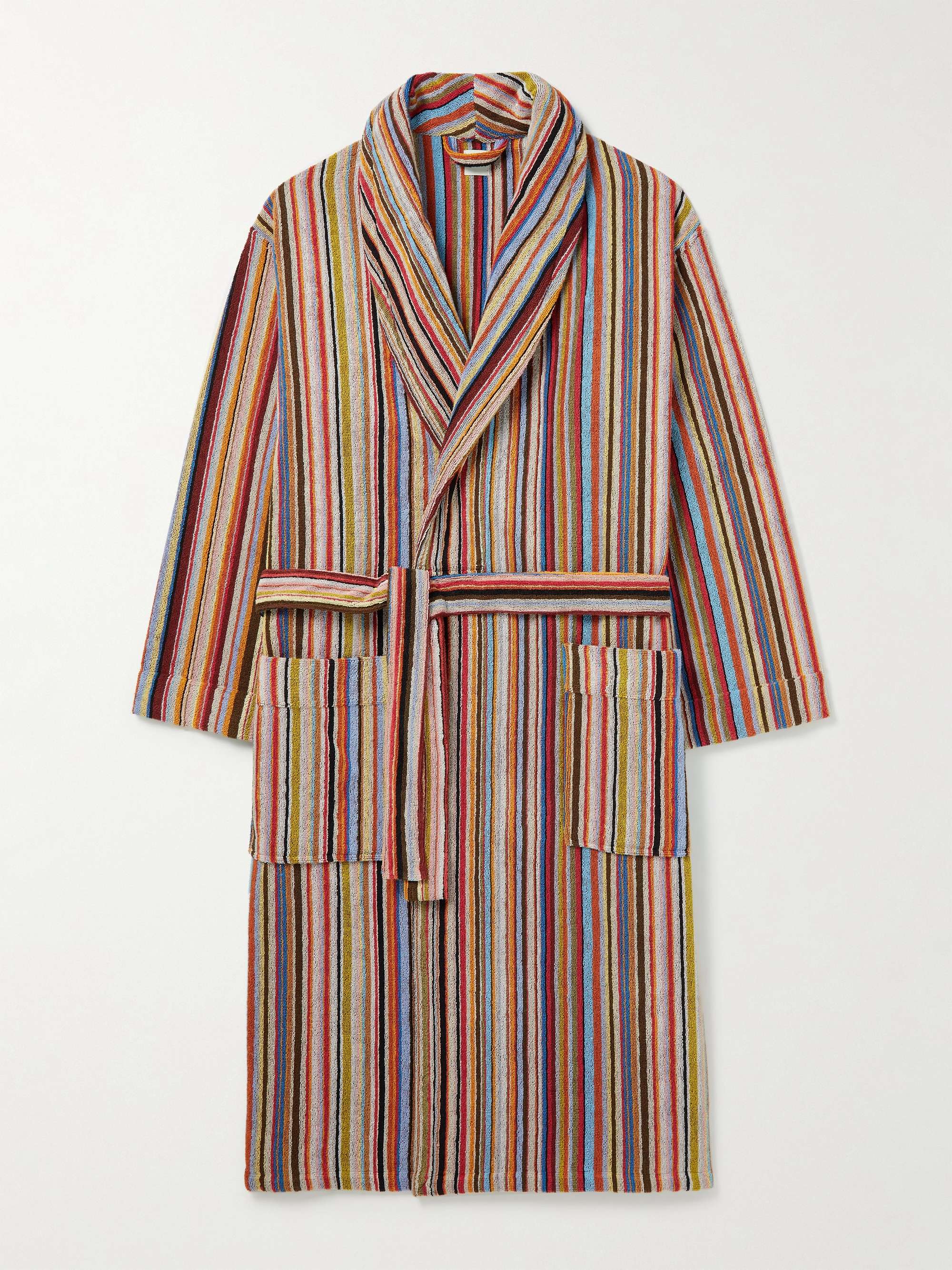 PAUL SMITH Striped Cotton-Terry Robe