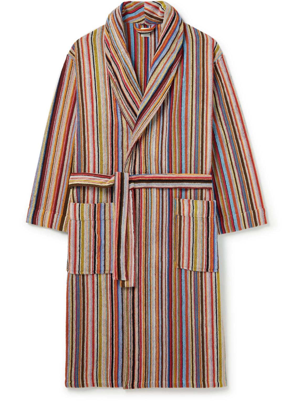 Paul Smith Striped Cotton-Terry Hooded Robe