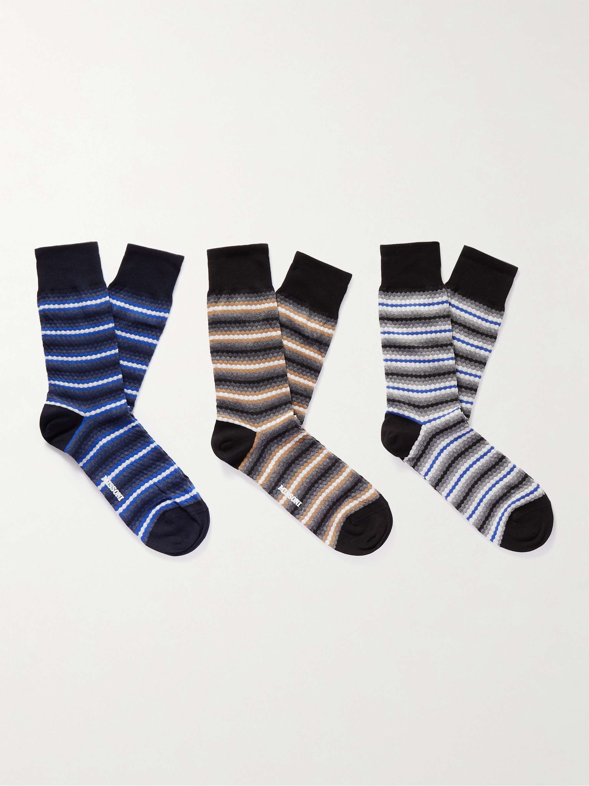 MISSONI Three-Pack Striped Cotton-Blend Socks